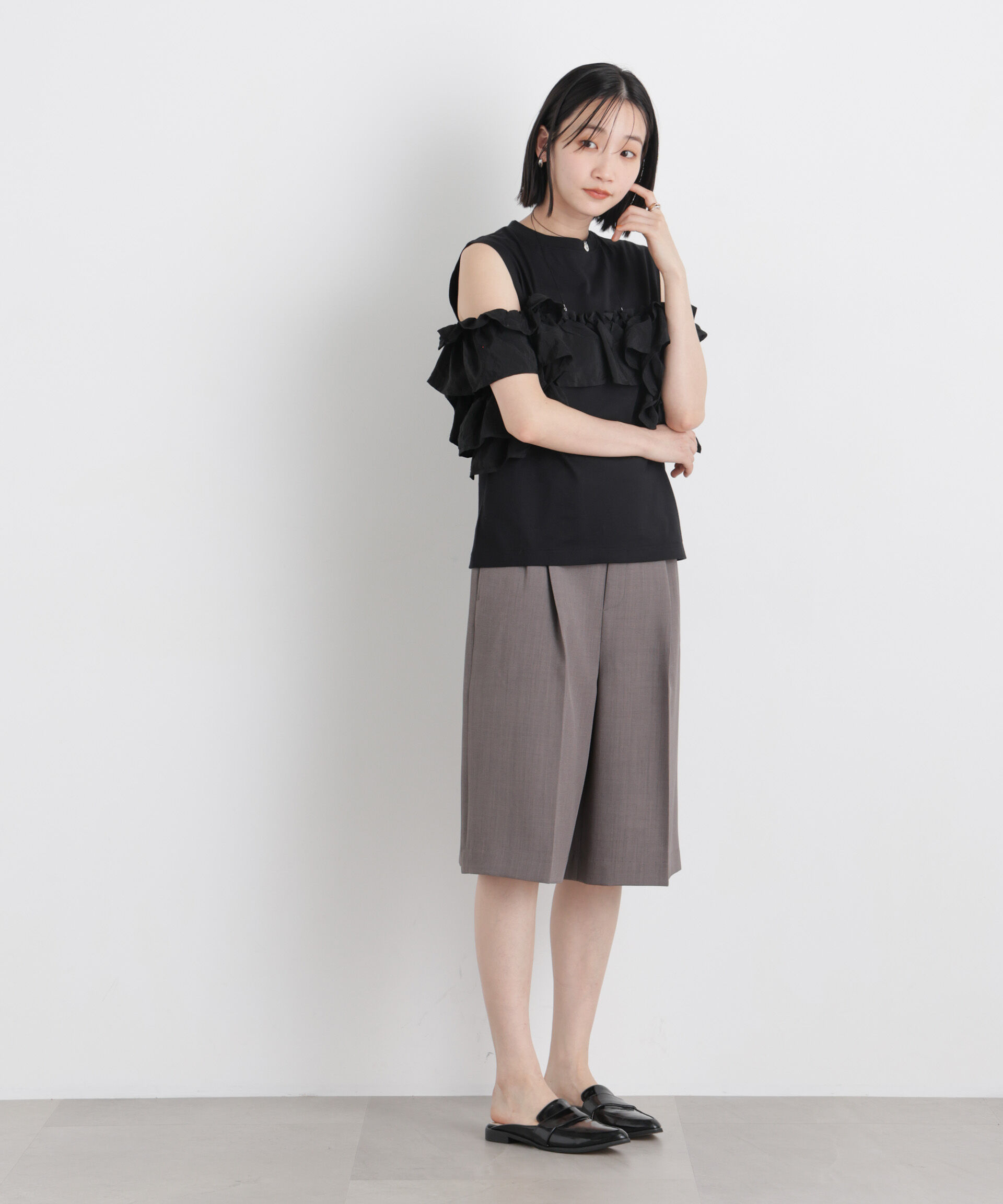 NANO universe「3wayデザインフリルコンビカットトップス」|Tシャツ・カットソー|