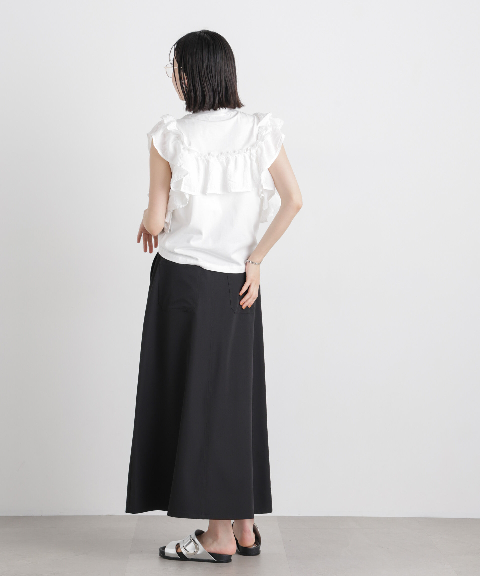 NANO universe「3wayデザインフリルコンビカットトップス」|Tシャツ・カットソー|