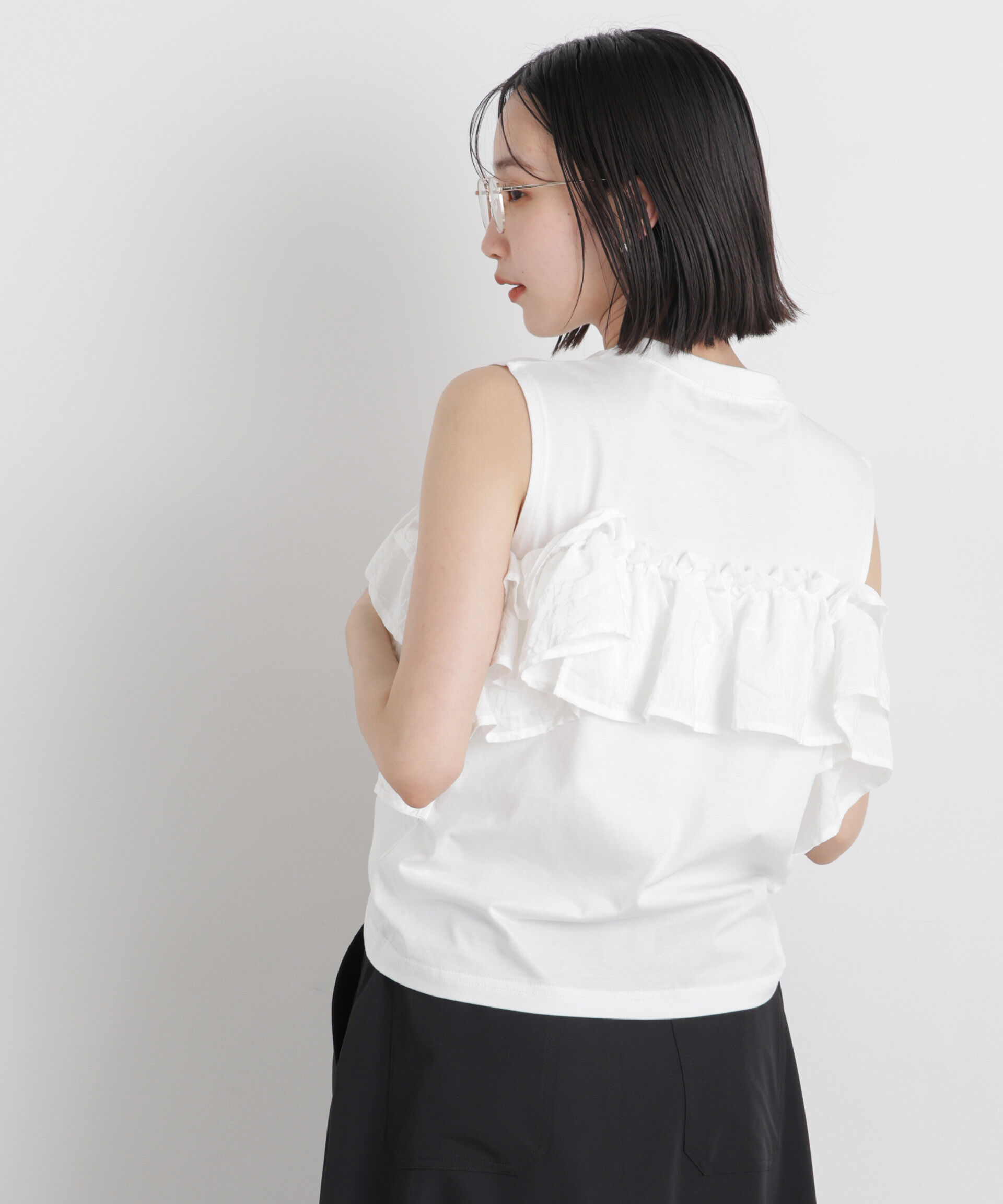 NANO universe「3wayデザインフリルコンビカットトップス」|Tシャツ・カットソー|
