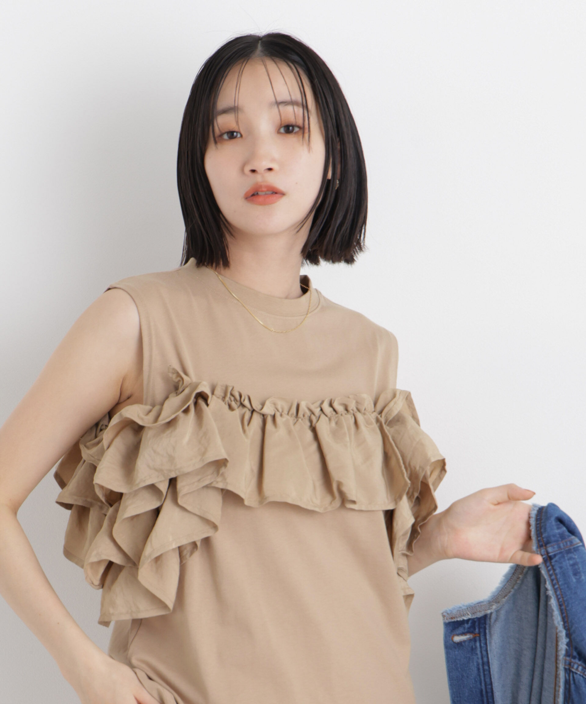 NANO universe「3wayデザインフリルコンビカットトップス」|Tシャツ・カットソー|