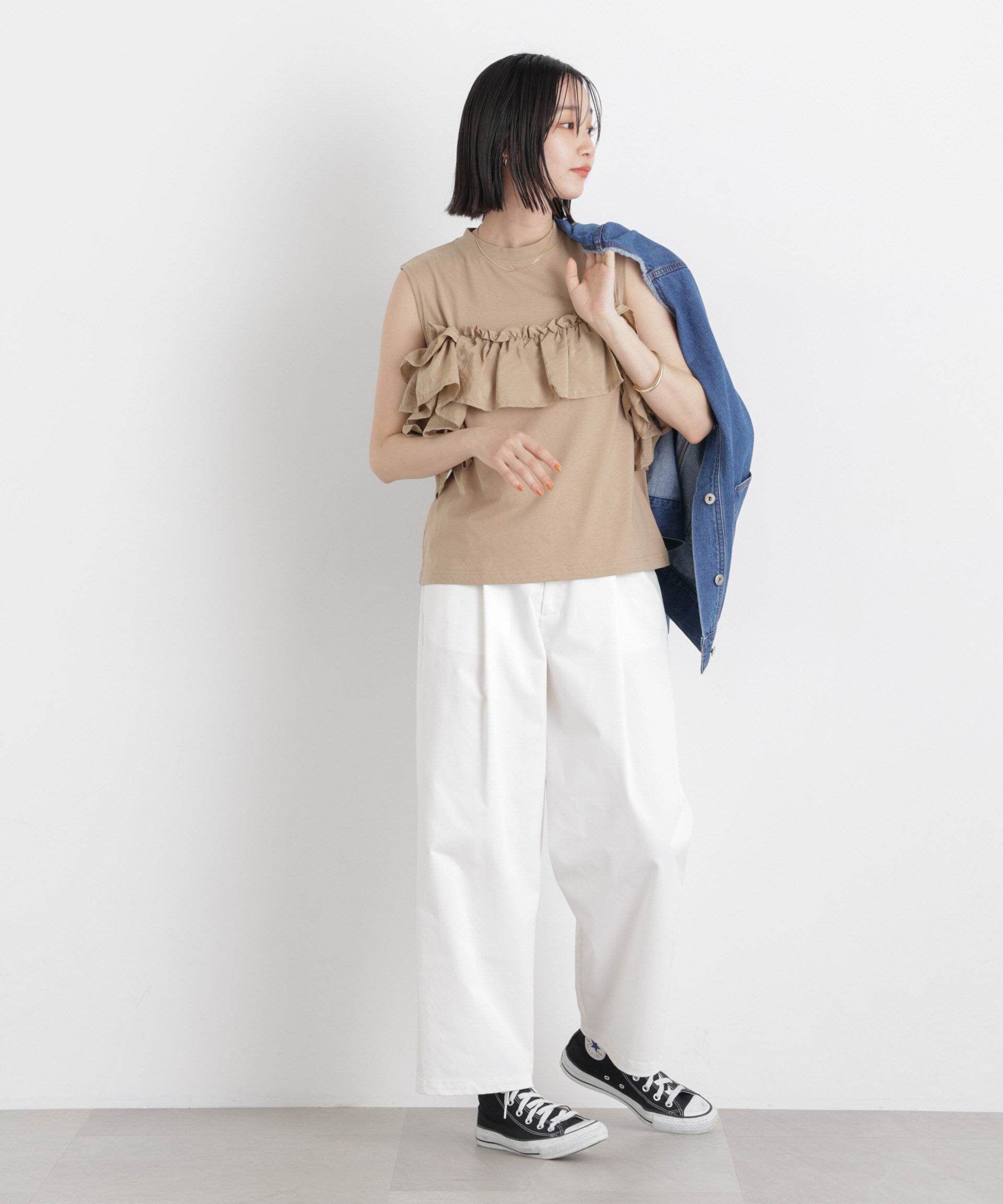 NANO universe「3wayデザインフリルコンビカットトップス」|Tシャツ・カットソー|
