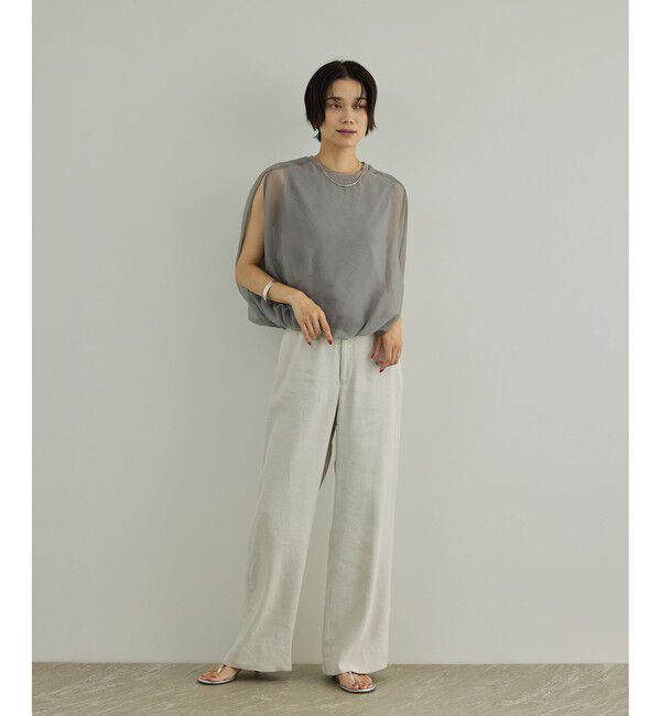 SALON adam et rope'「NALYAビスコース・麻ツイルイージースラックス / セットアップ対応」|チノ|