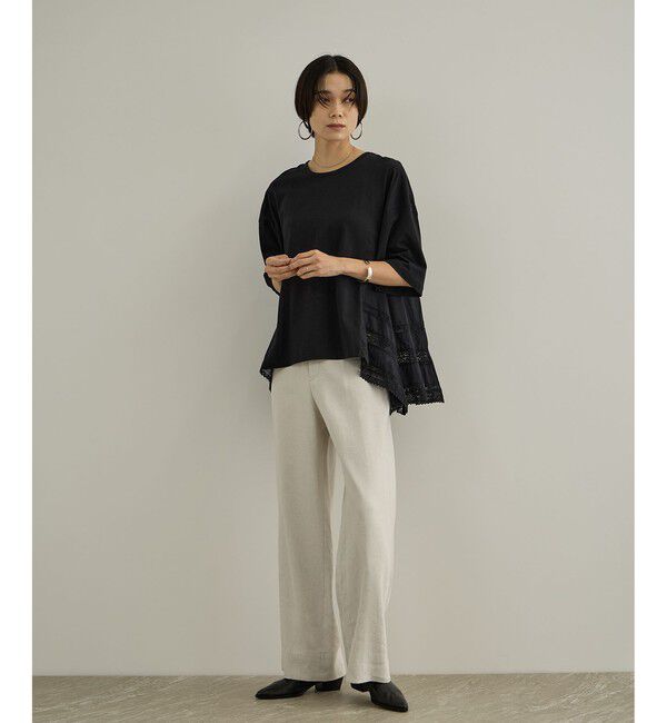 SALON adam et rope'「NALYAビスコース・麻ツイルイージースラックス / セットアップ対応」|チノ|