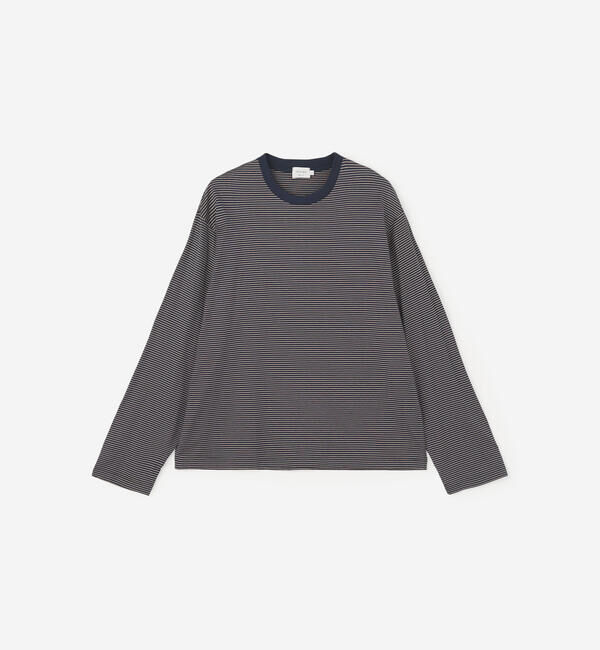 handvaerk「handvaerk | 60/2 コットン クルーネック長袖Tシャツ STRIPE MEN」|Tシャツ・カットソー|