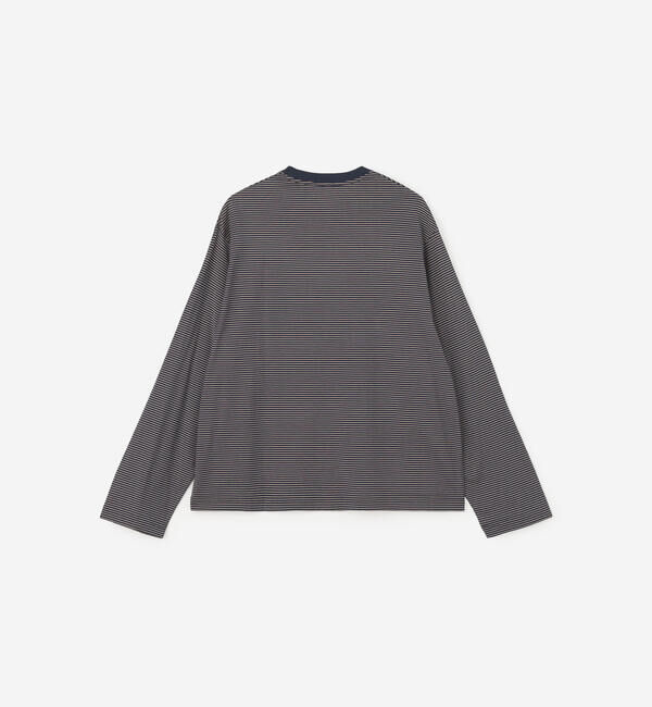 handvaerk「handvaerk | 60/2 コットン クルーネック長袖Tシャツ STRIPE MEN」|Tシャツ・カットソー|