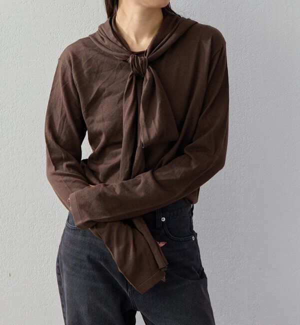  「【2026AW Debut】【UNFORM】カシミヤ混フーディボウタイニット」|ニット・セーター|
