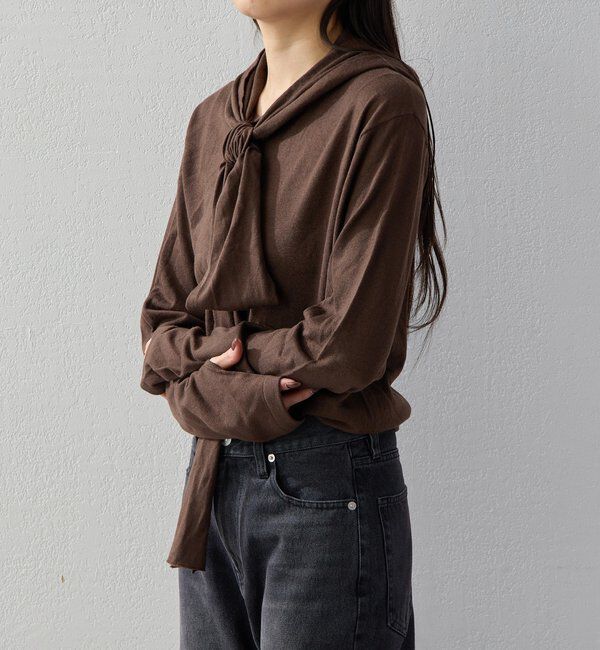  「【2026AW Debut】【UNFORM】カシミヤ混フーディボウタイニット」|ニット・セーター|