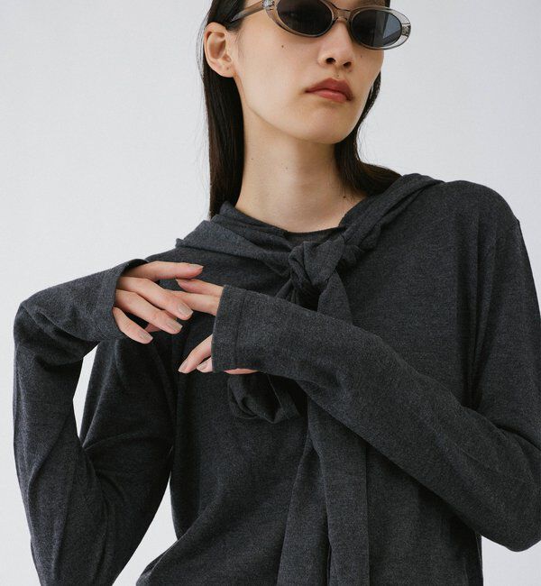  「【2026AW Debut】【UNFORM】カシミヤ混フーディボウタイニット」|ニット・セーター|