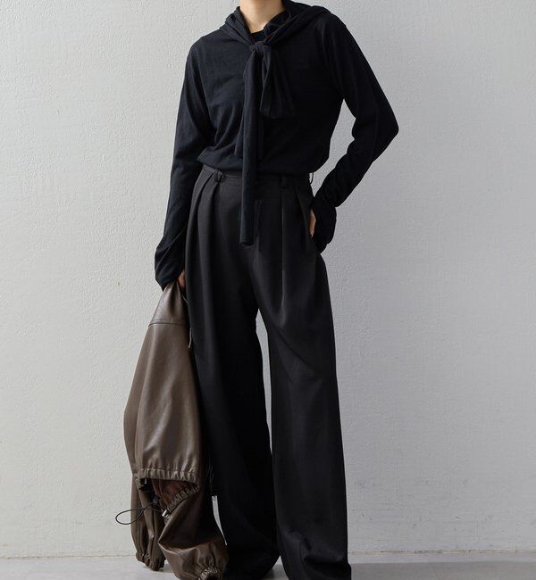  「【2026AW Debut】【UNFORM】カシミヤ混フーディボウタイニット」|ニット・セーター|