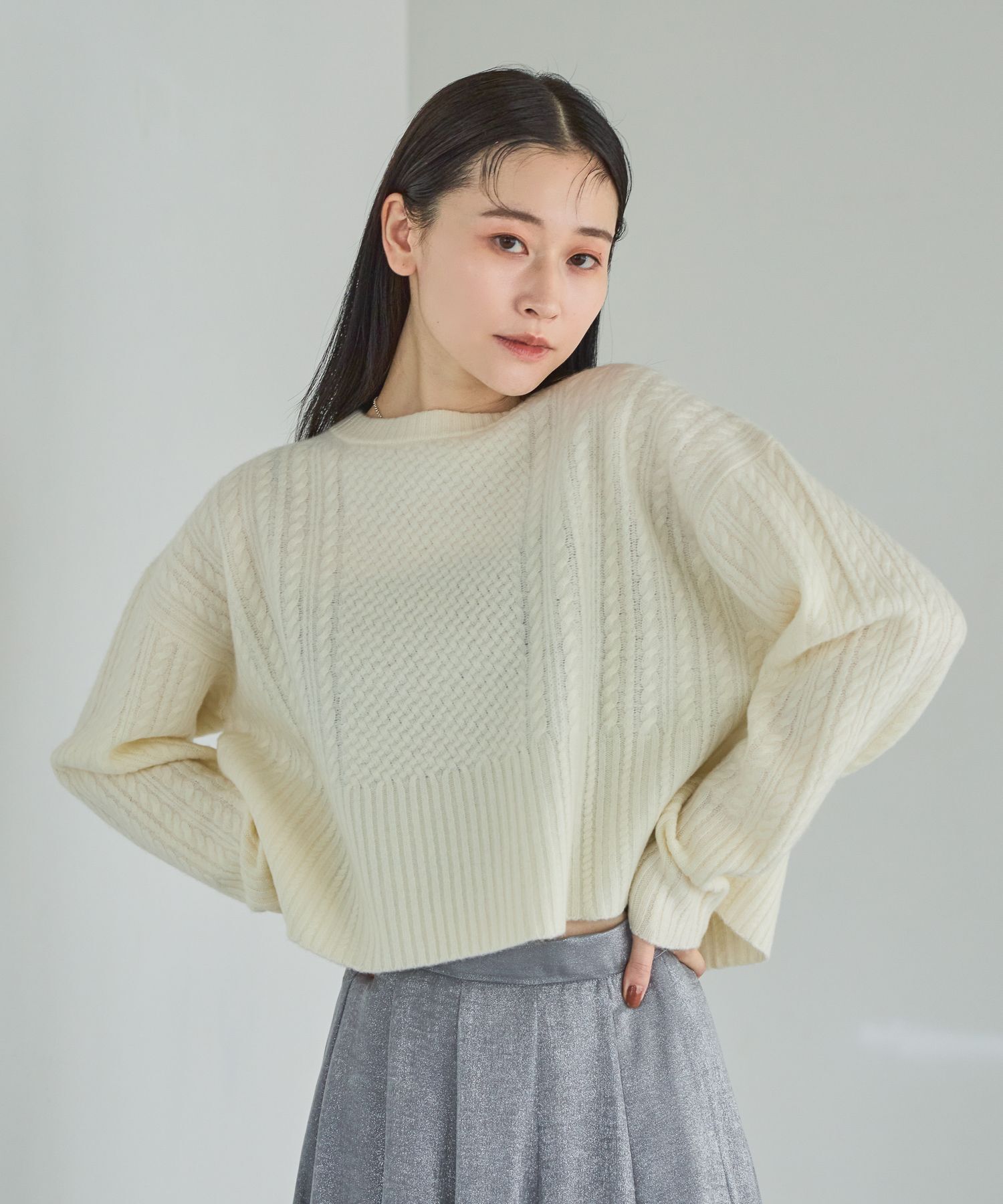 A part by 「【OUTLET】ケーブルニットプルオーバー」|ニット・セーター|オフホワイト