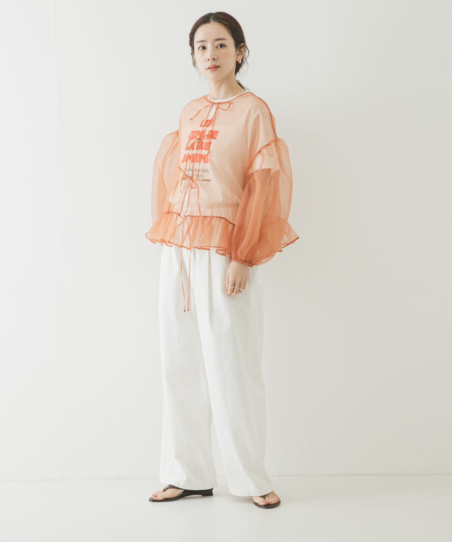 URBAN RESEARCH「ESTHE　VOLUME ORGANZA BOW TOP」|シャツ・ブラウス|
