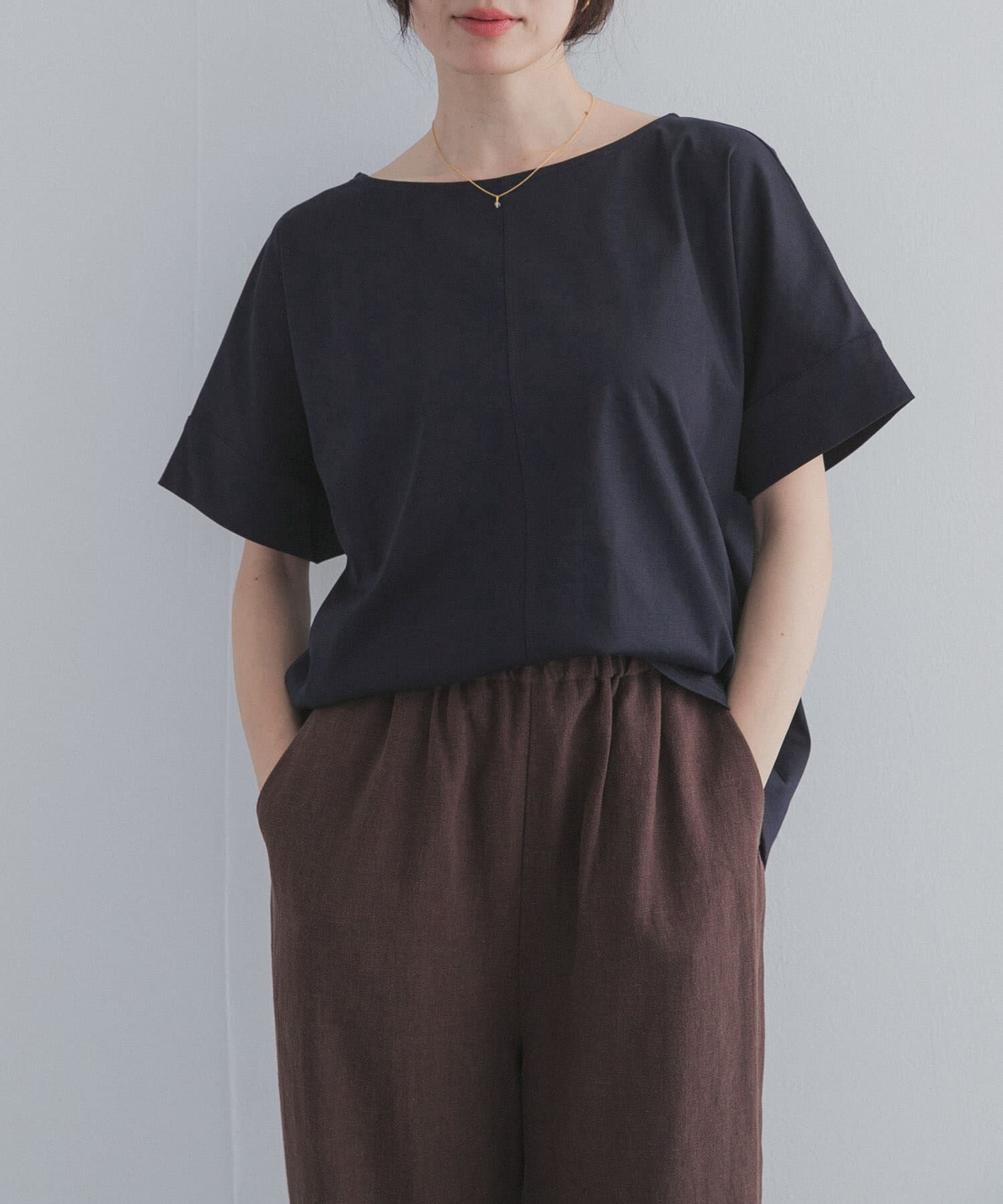 URBAN RESEARCH DOORS「『UR TECH』サマシェアバックポイントプルオーバー」|Tシャツ・カットソー|ネイビー