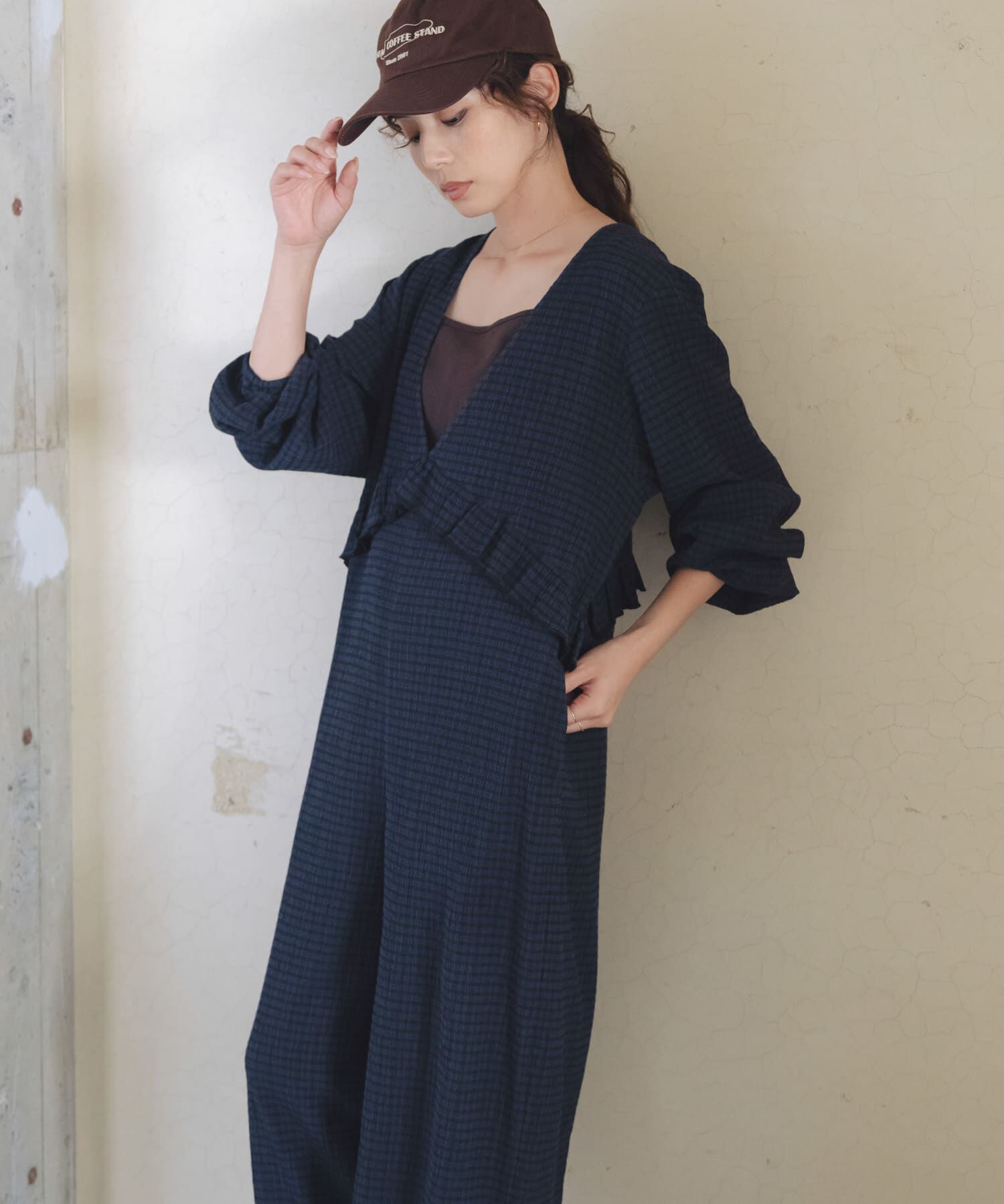 Sonny Label 「サッカーチェックオールインワン」|オールインワン|ネイビー