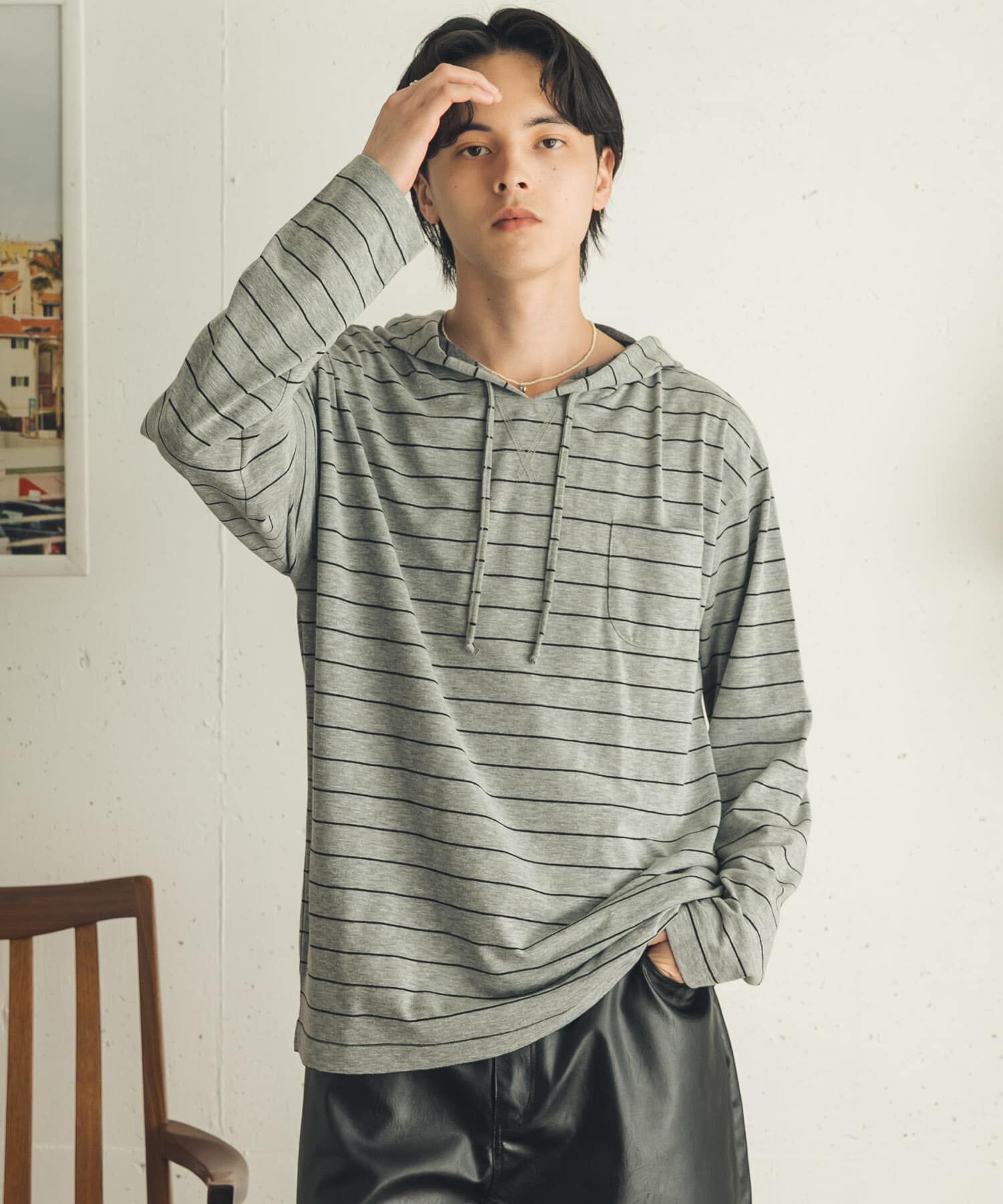 SENSE OF PLACE by URBAN RESEARCH「ボーダーフーディーロングTシャツ」|Tシャツ・カットソー|