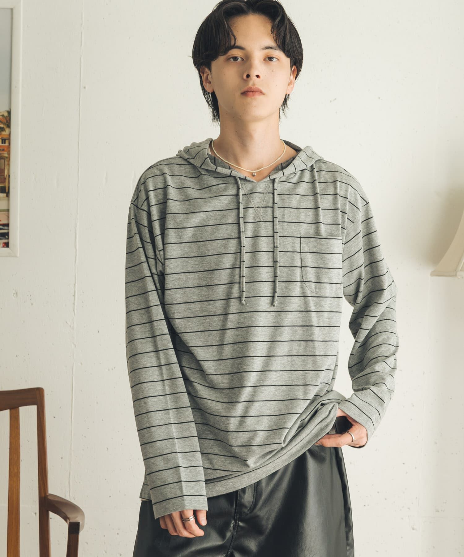 SENSE OF PLACE by URBAN RESEARCH「ボーダーフーディーロングTシャツ」|Tシャツ・カットソー|
