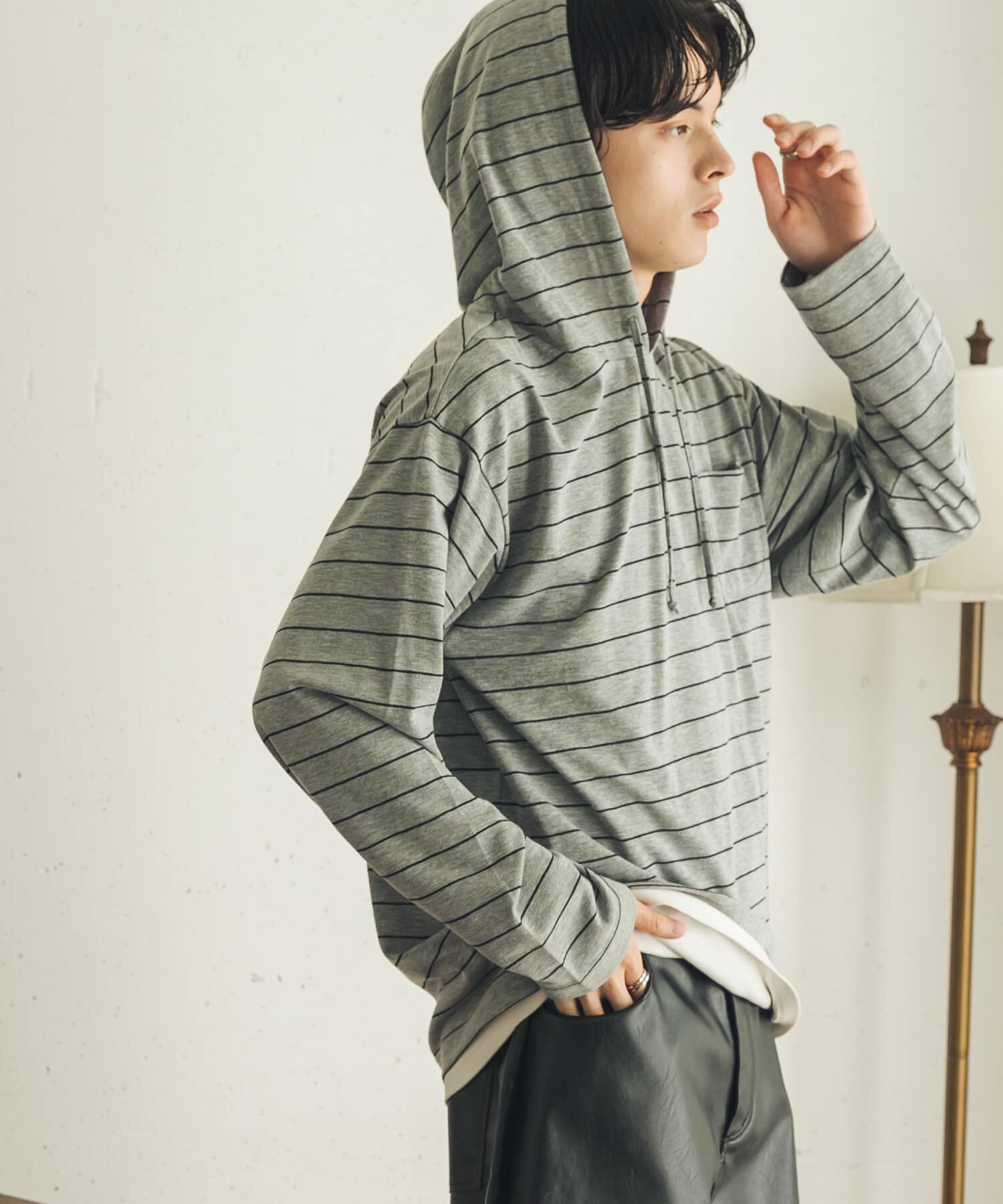 SENSE OF PLACE by URBAN RESEARCH「ボーダーフーディーロングTシャツ」|Tシャツ・カットソー|
