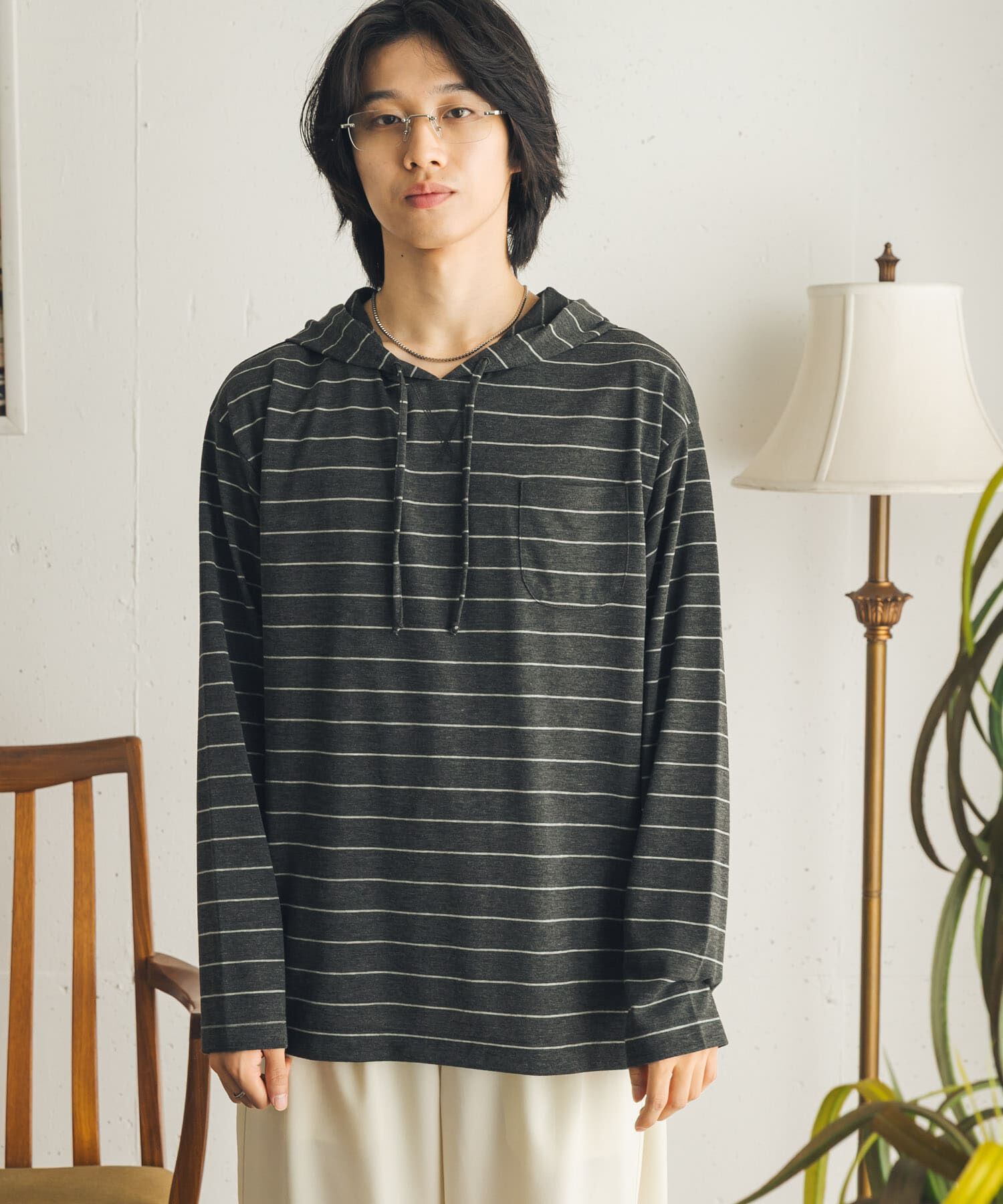 SENSE OF PLACE by URBAN RESEARCH「ボーダーフーディーロングTシャツ」|Tシャツ・カットソー|