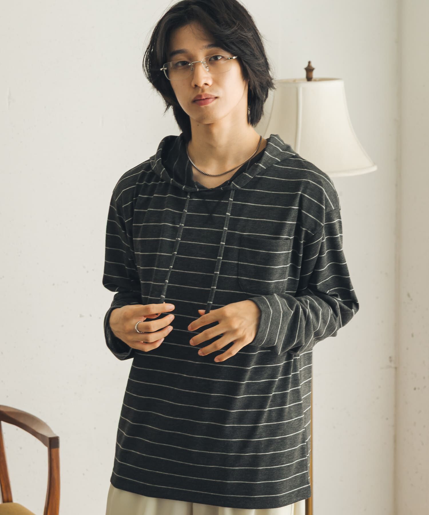 SENSE OF PLACE by URBAN RESEARCH「ボーダーフーディーロングTシャツ」|Tシャツ・カットソー|