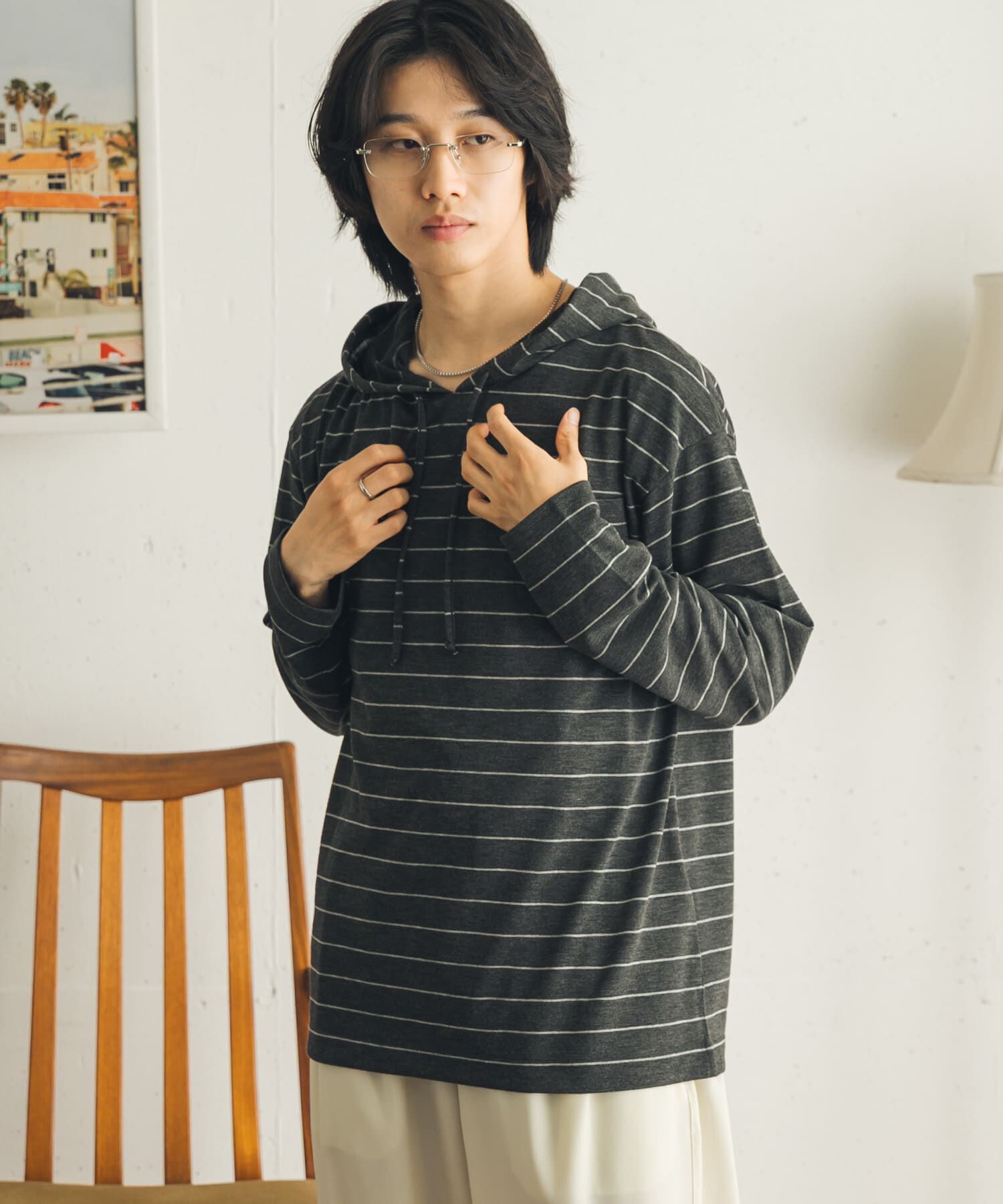 SENSE OF PLACE by URBAN RESEARCH「ボーダーフーディーロングTシャツ」|Tシャツ・カットソー|