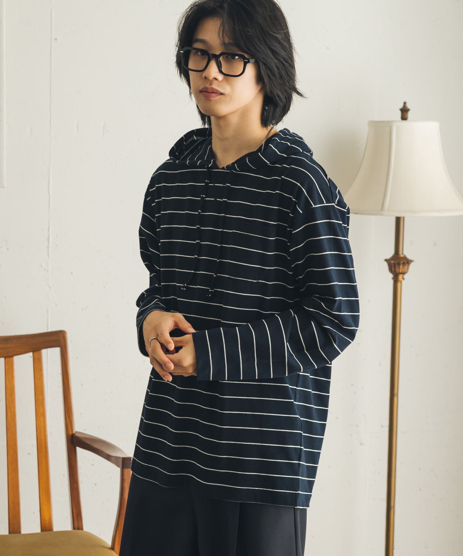 SENSE OF PLACE by URBAN RESEARCH「ボーダーフーディーロングTシャツ」|Tシャツ・カットソー|