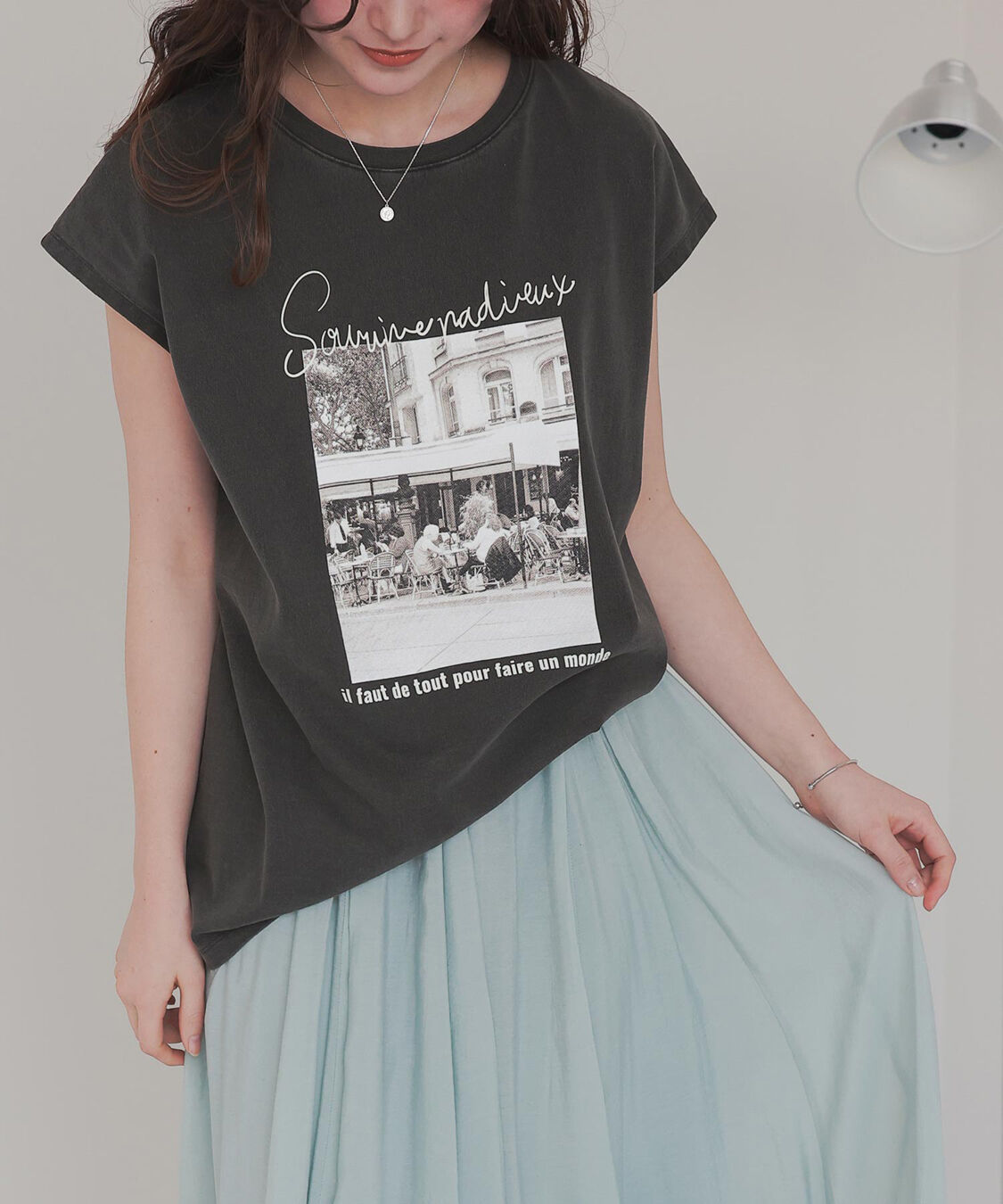 titivate「フレンチスリーブピグメントフォトプリントTシャツ」|Tシャツ・カットソー|