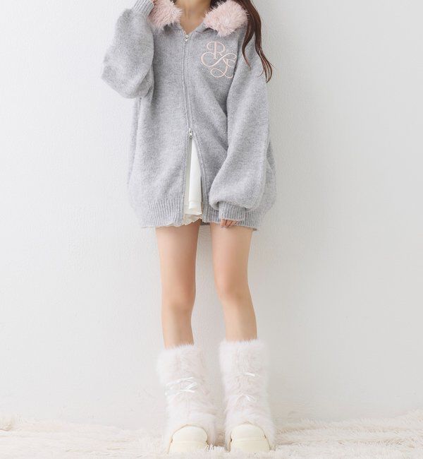  「【Premium order】リボン付きフェイクファー厚底ブーツ」|その他|