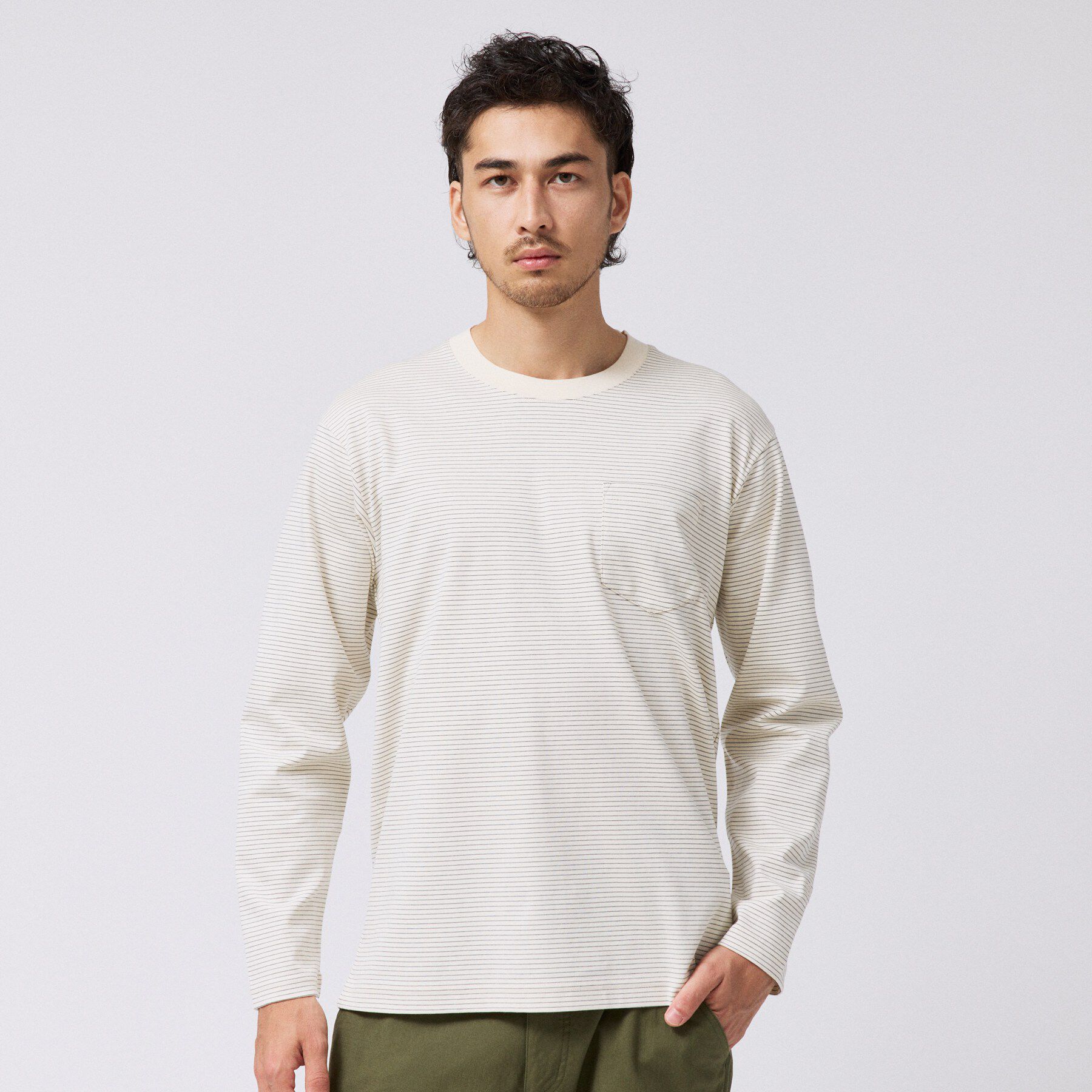 TAKEO KIKUCHI「シルケット ボーダー 長袖 Tシャツ」|Tシャツ・カットソー|