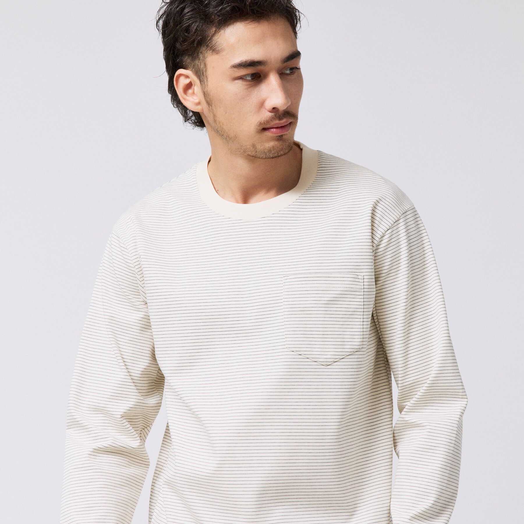 TAKEO KIKUCHI「シルケット ボーダー 長袖 Tシャツ」|Tシャツ・カットソー|