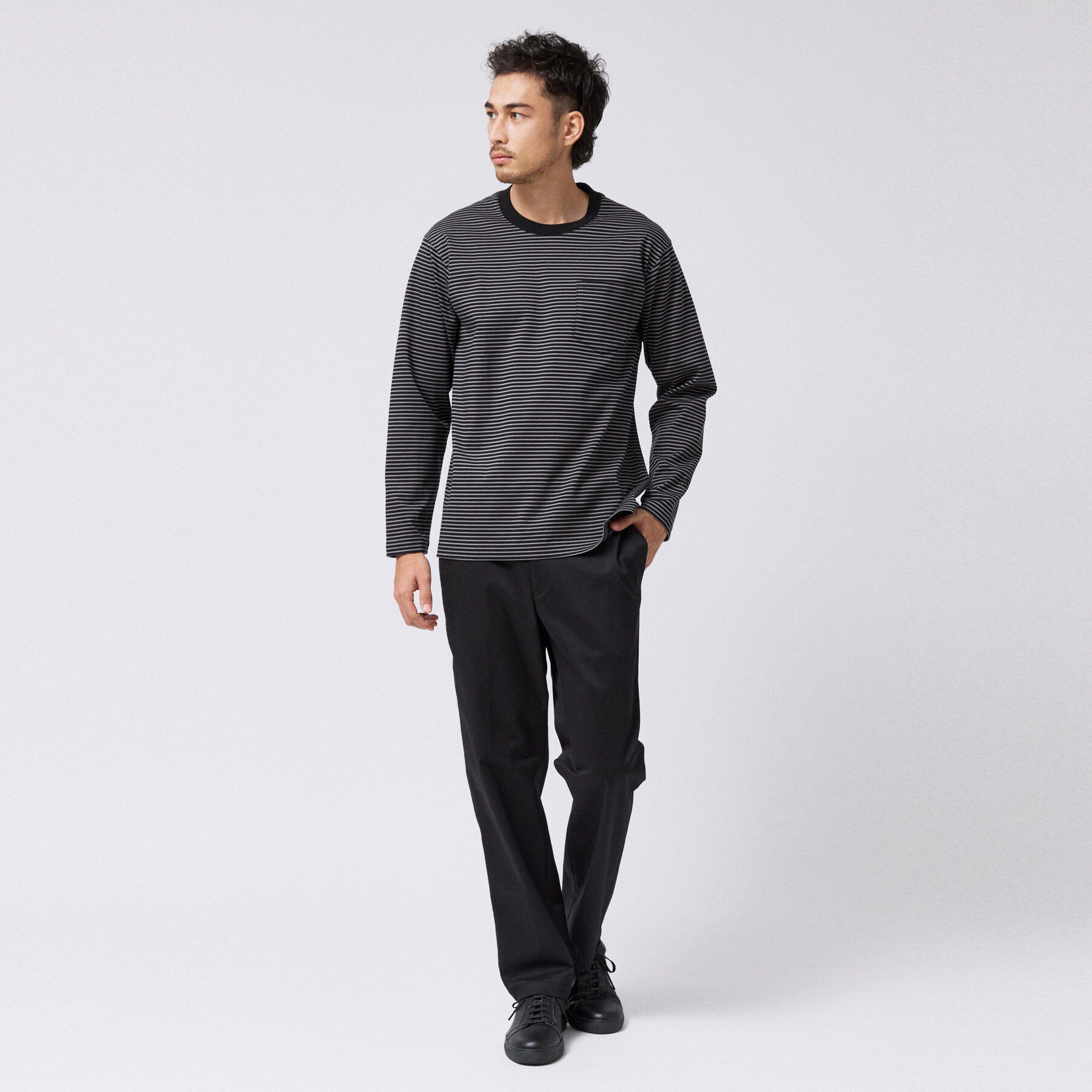 TAKEO KIKUCHI「シルケット ボーダー 長袖 Tシャツ」|Tシャツ・カットソー|