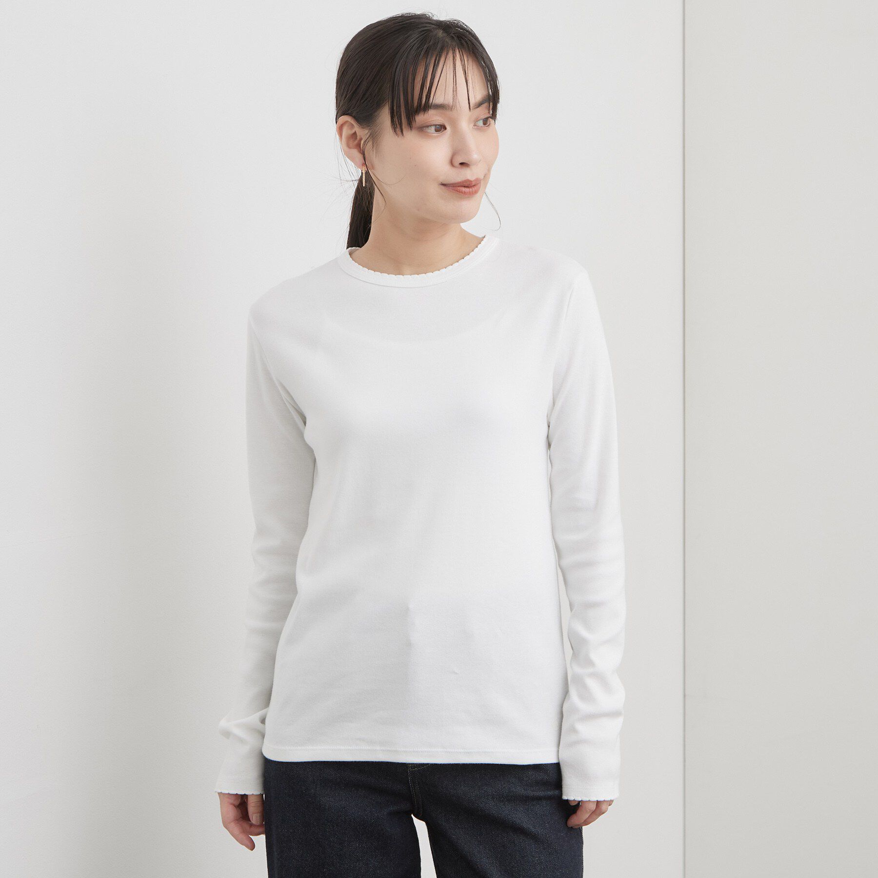 OPAQUE.CLIP「【PETIT BATEAU／プチバトー】ポワンココットクルーネック長袖Tシャツ」|Tシャツ・カットソー|