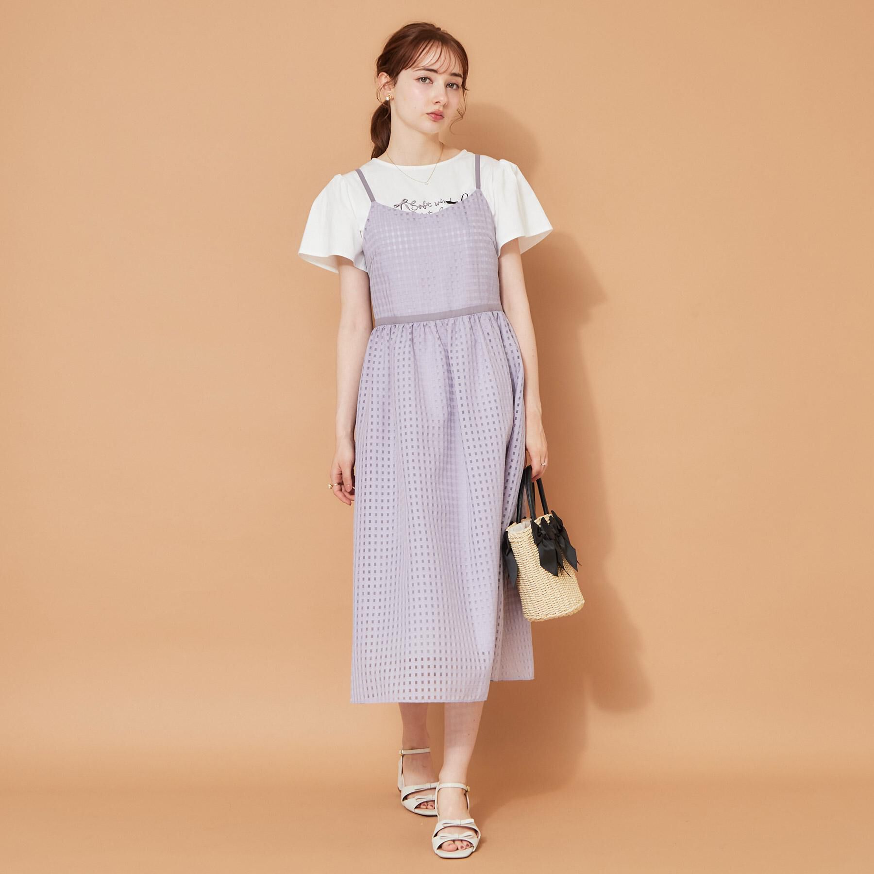 Couture broach「【洗える】レースチェック キャミワンピ―ス」|ワンピース|