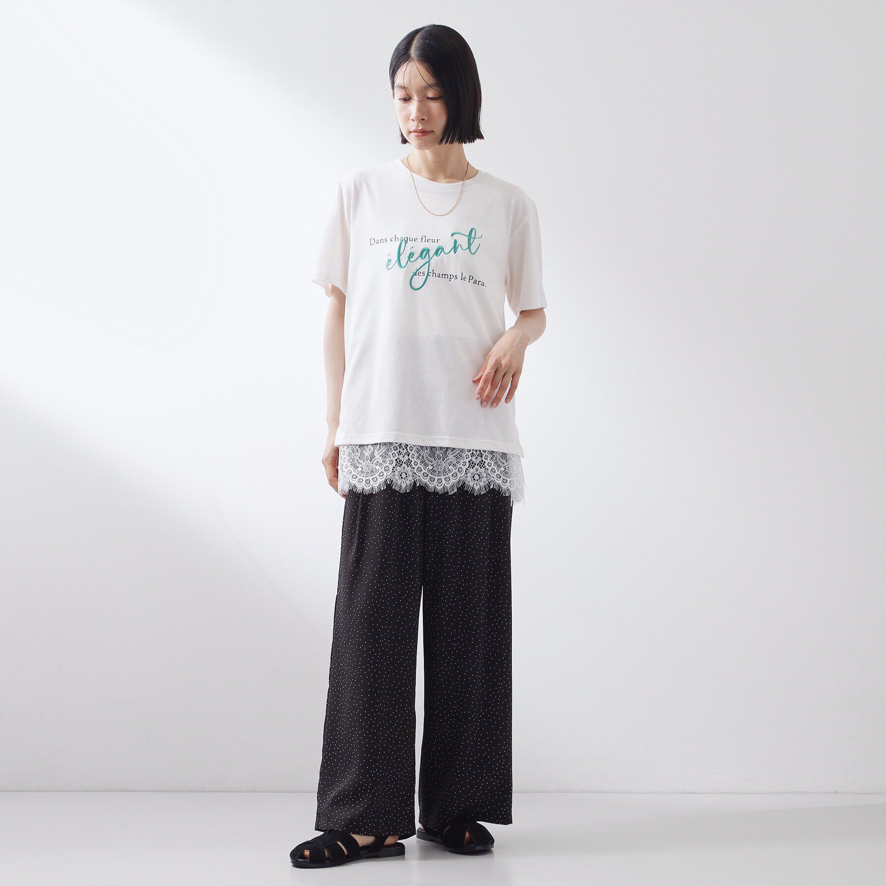THE SHOP TK「【重ねて印象アップ】レイヤードスタイルに 裾レースタンクトップ」|Tシャツ・カットソー|