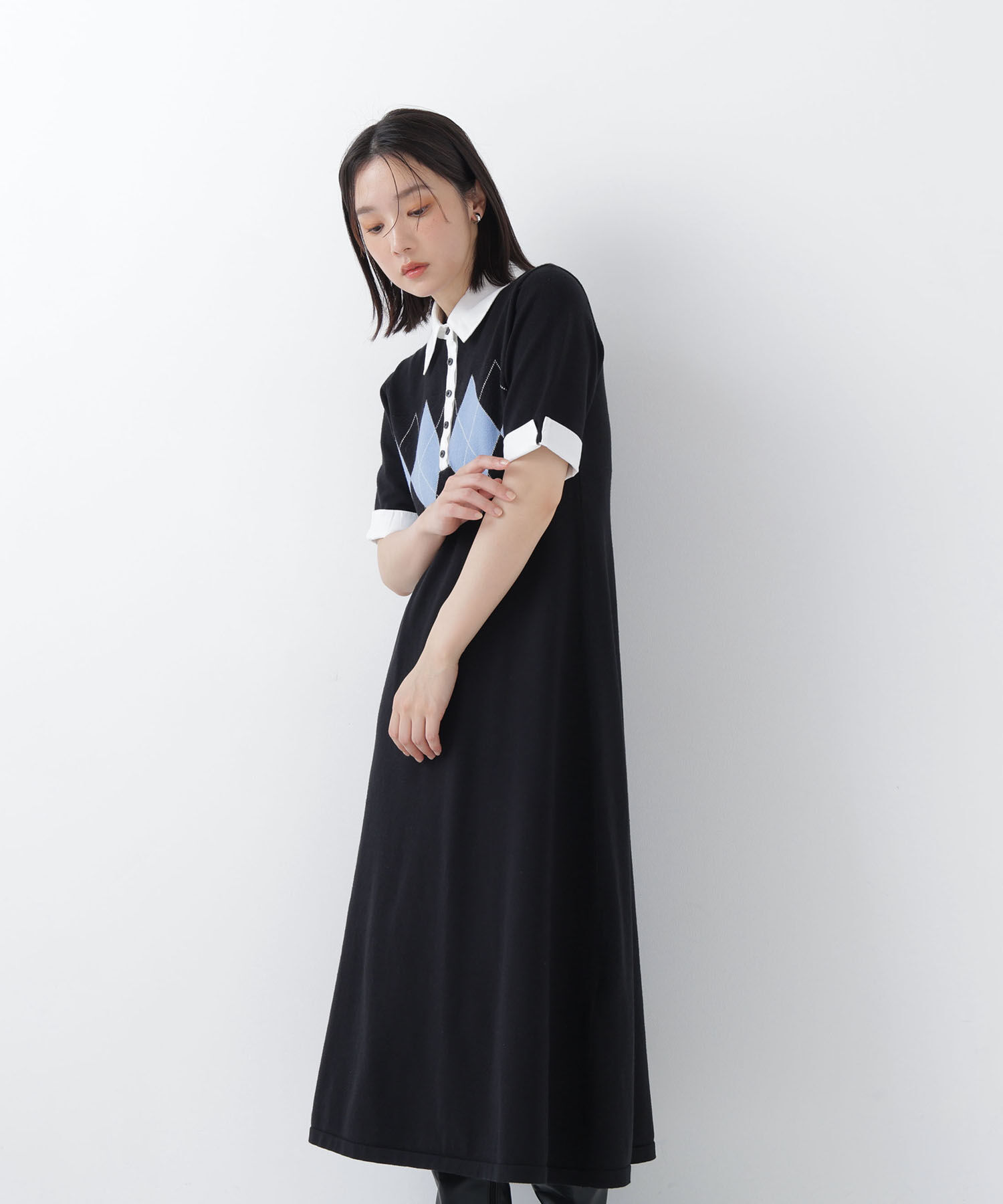  「襟付ニットワンピース」|ワンピース|