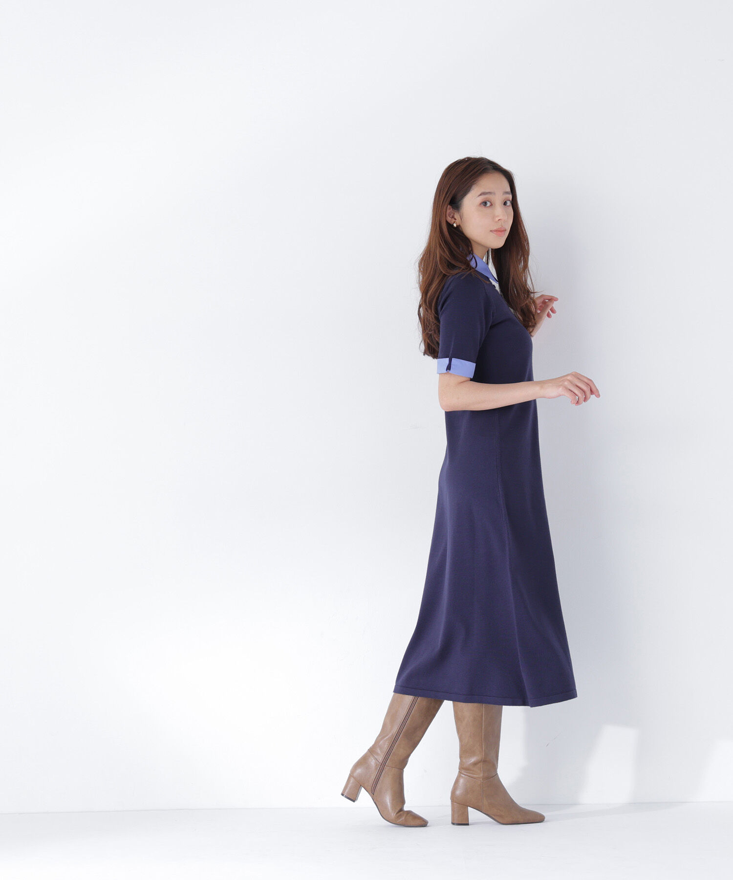  「襟付ニットワンピース」|ワンピース|