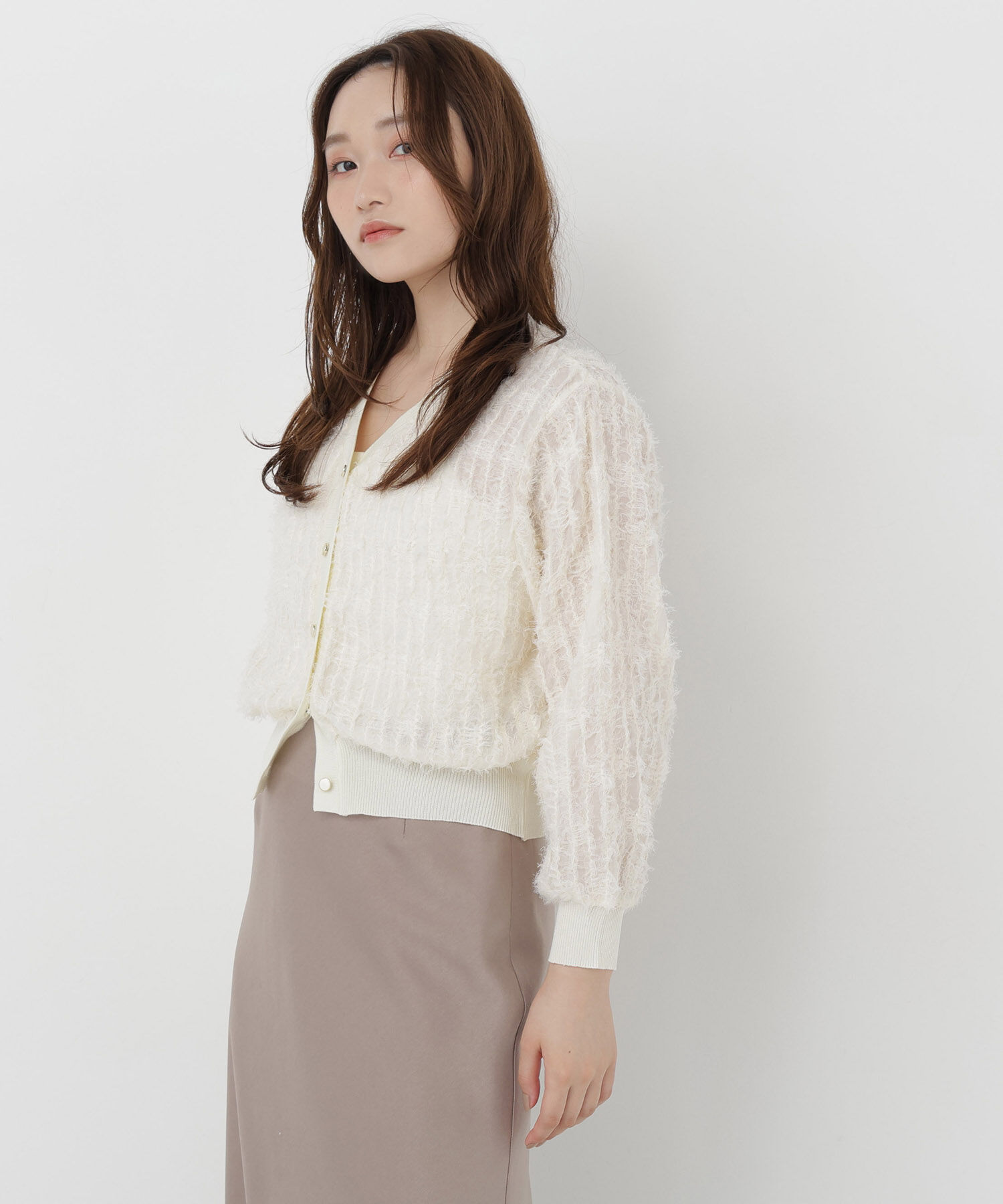  「チュール刺繍シアーカーディガン長袖」|Tシャツ・カットソー|