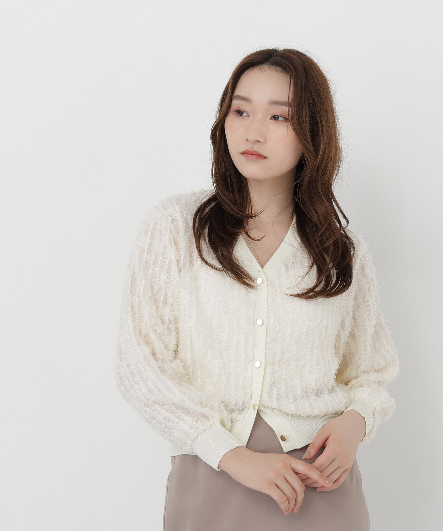  「チュール刺繍シアーカーディガン長袖」|Tシャツ・カットソー|