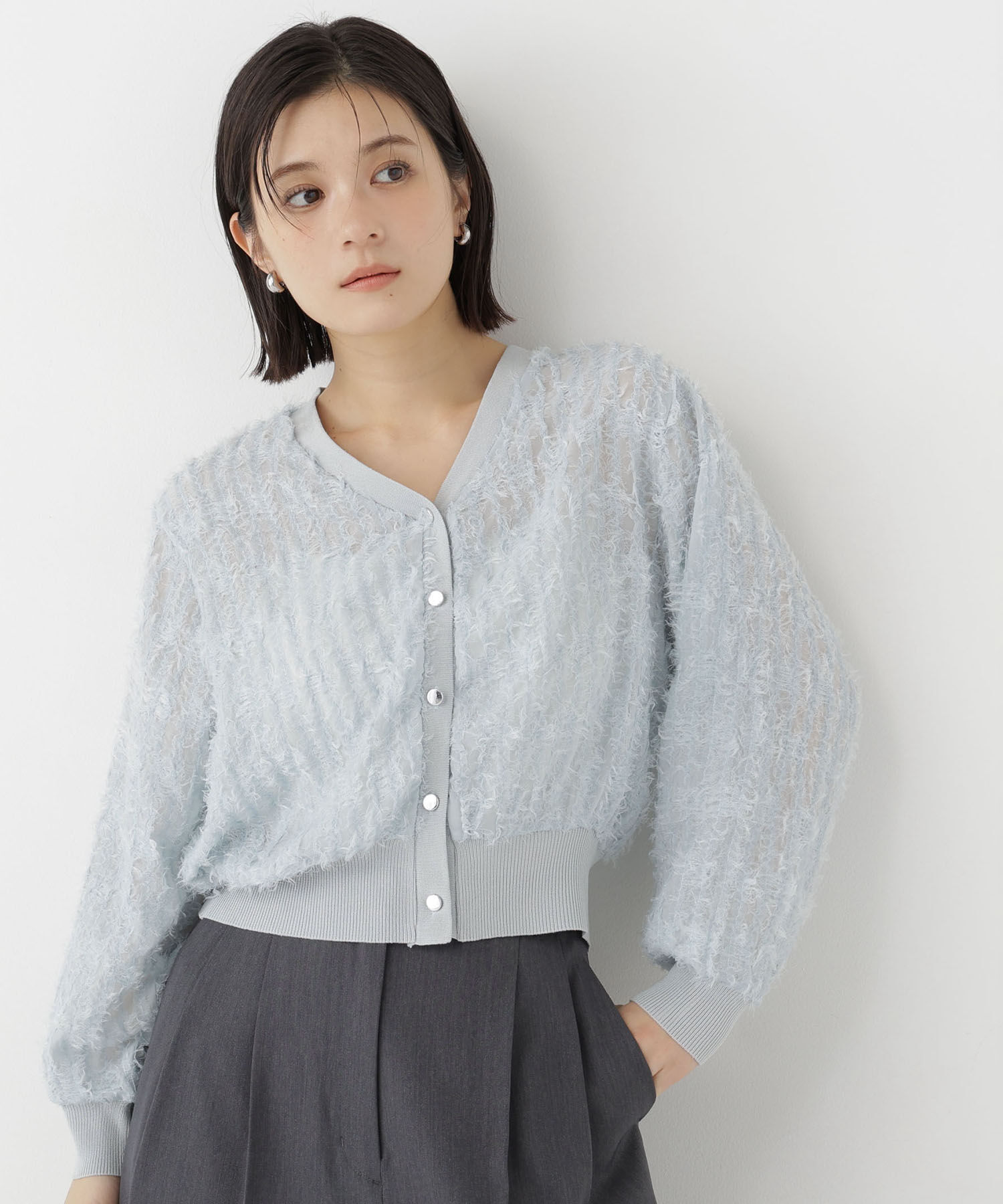  「チュール刺繍シアーカーディガン長袖」|Tシャツ・カットソー|