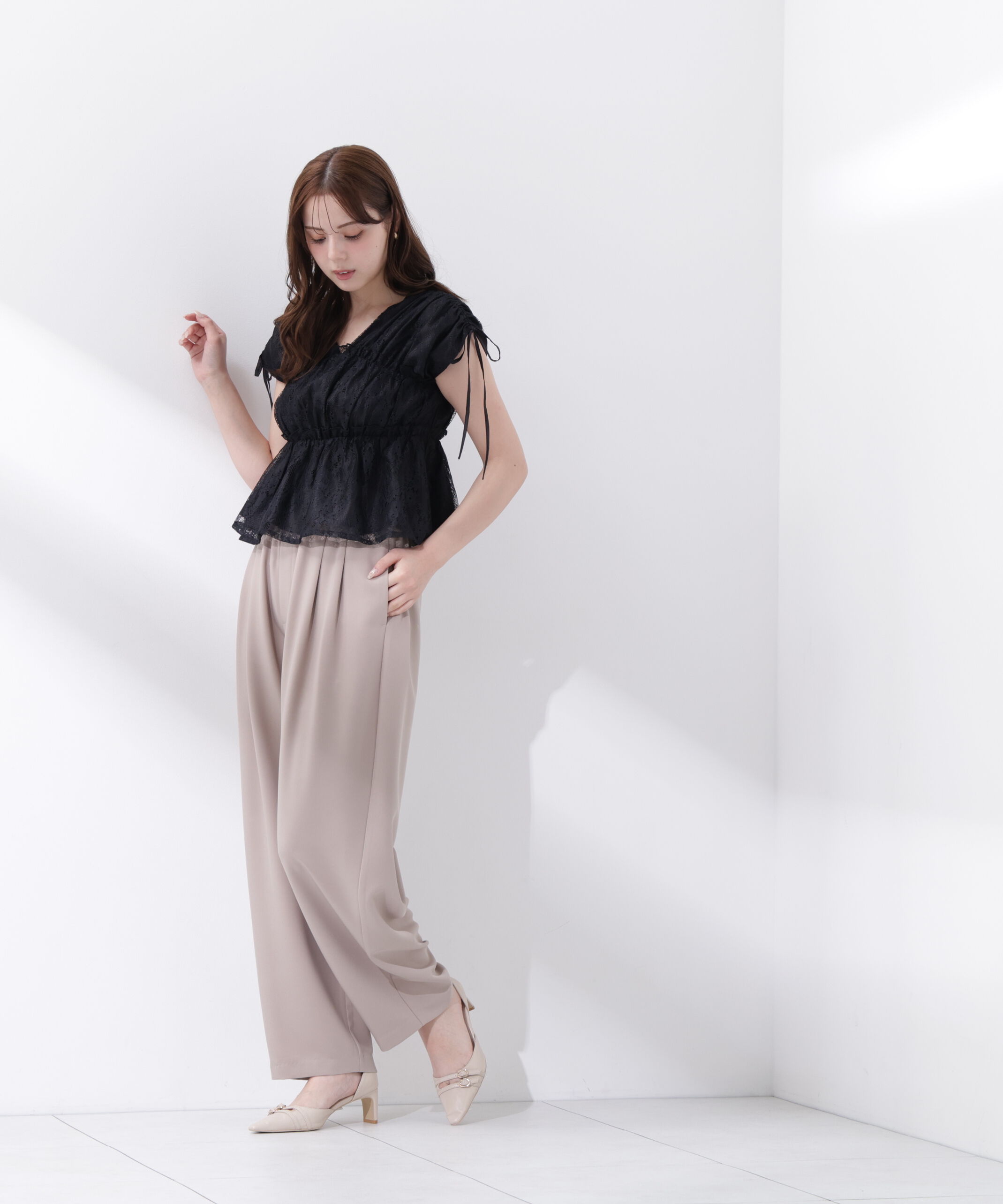 PROPORTION BODY DRESSING「レースギャザーブラウス」|シャツ・ブラウス|