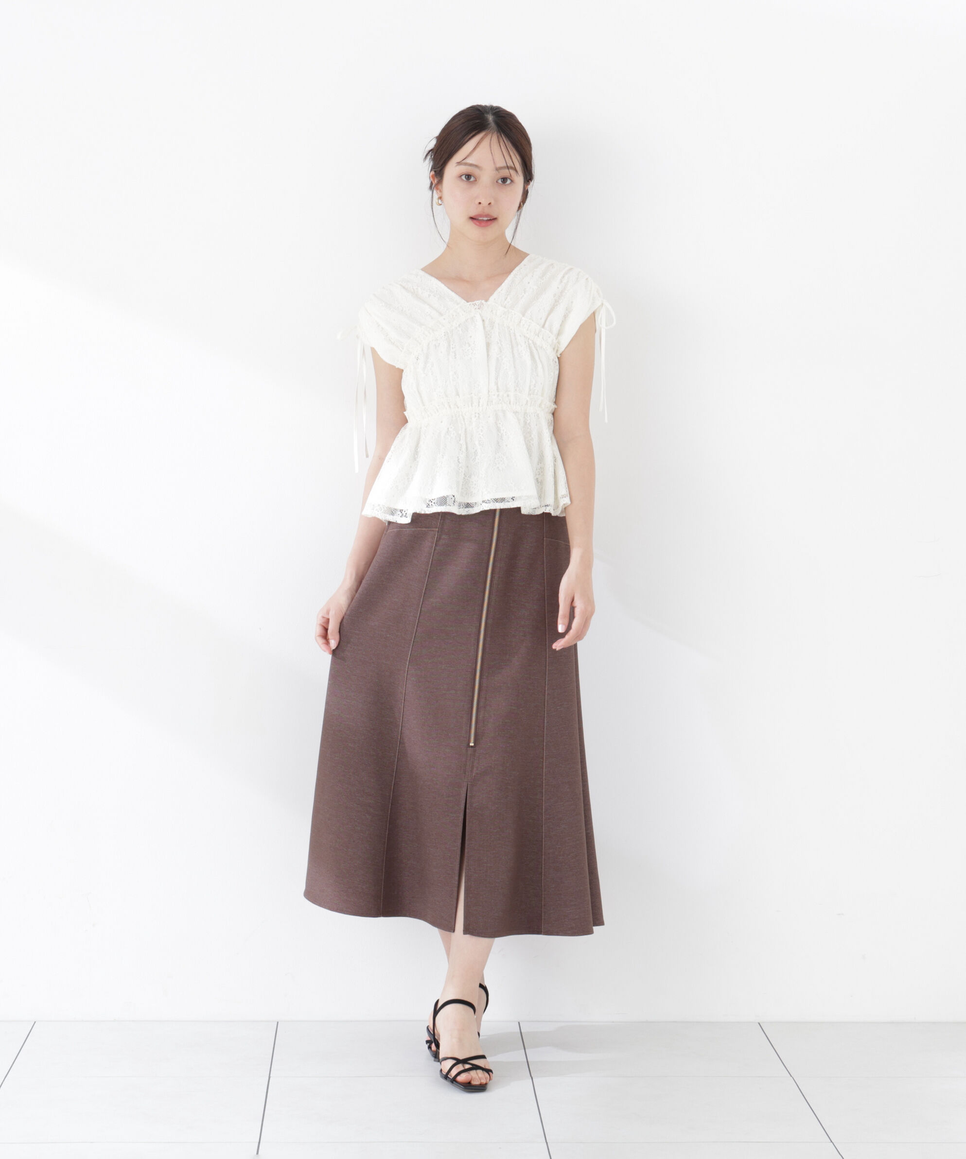 PROPORTION BODY DRESSING「レースギャザーブラウス」|シャツ・ブラウス|