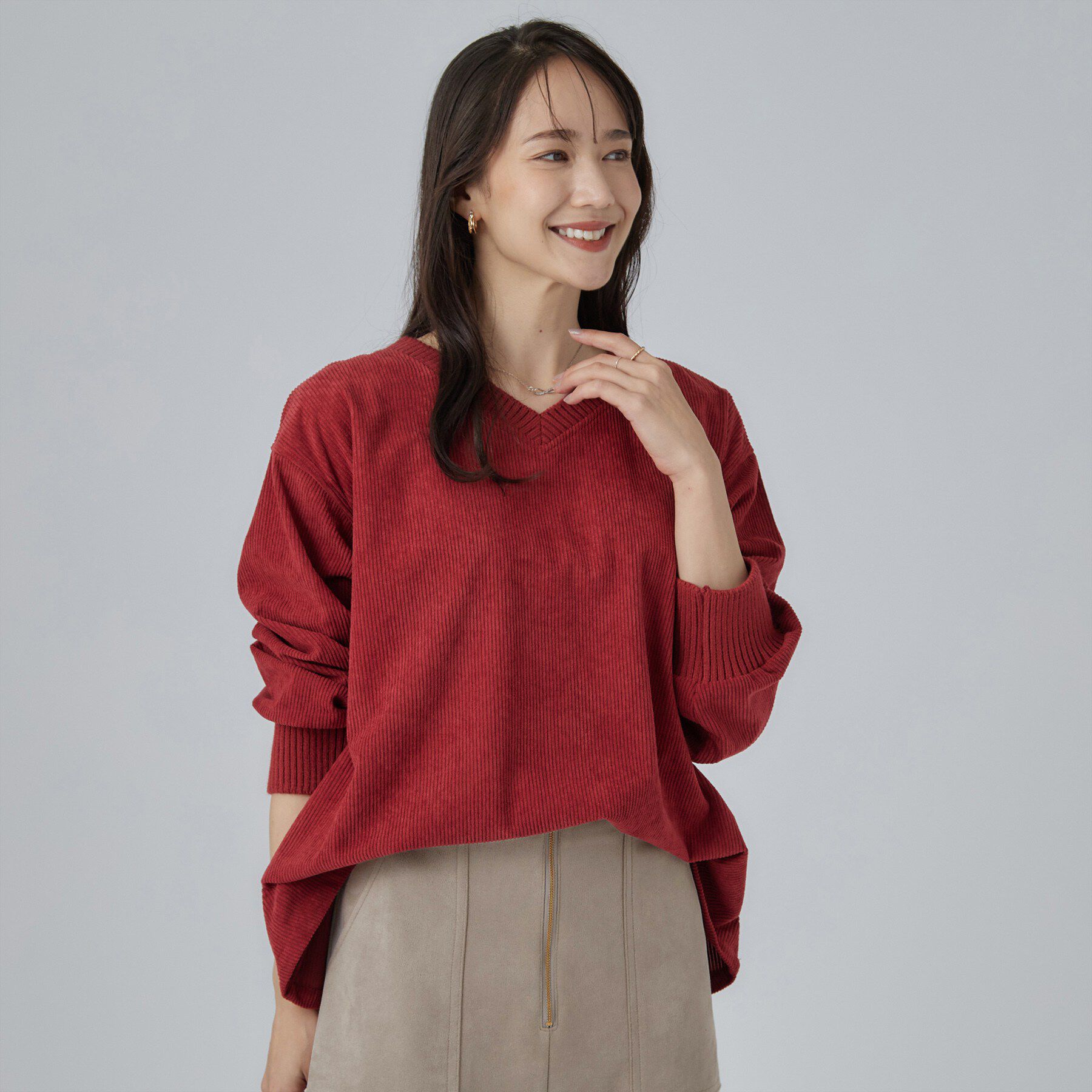SHOO･LA･RUE「コーデの幅が広がる！コーデュロイ2WAYプルオーバー」|Tシャツ・カットソー|