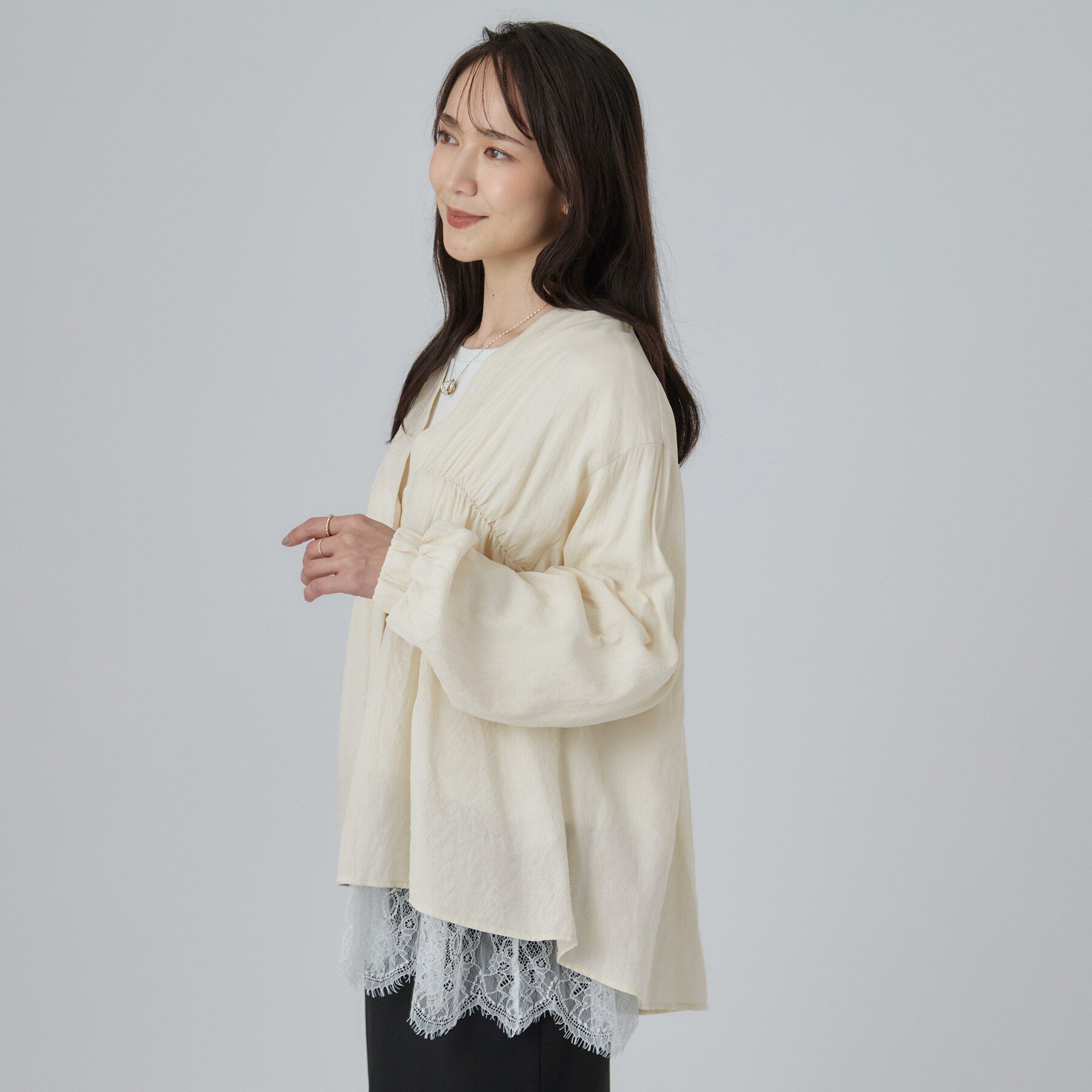SHOO･LA･RUE「【S-LL/洗濯機可】着痩せシルエット シャーリングシャツカーディガン」|カーディガン|