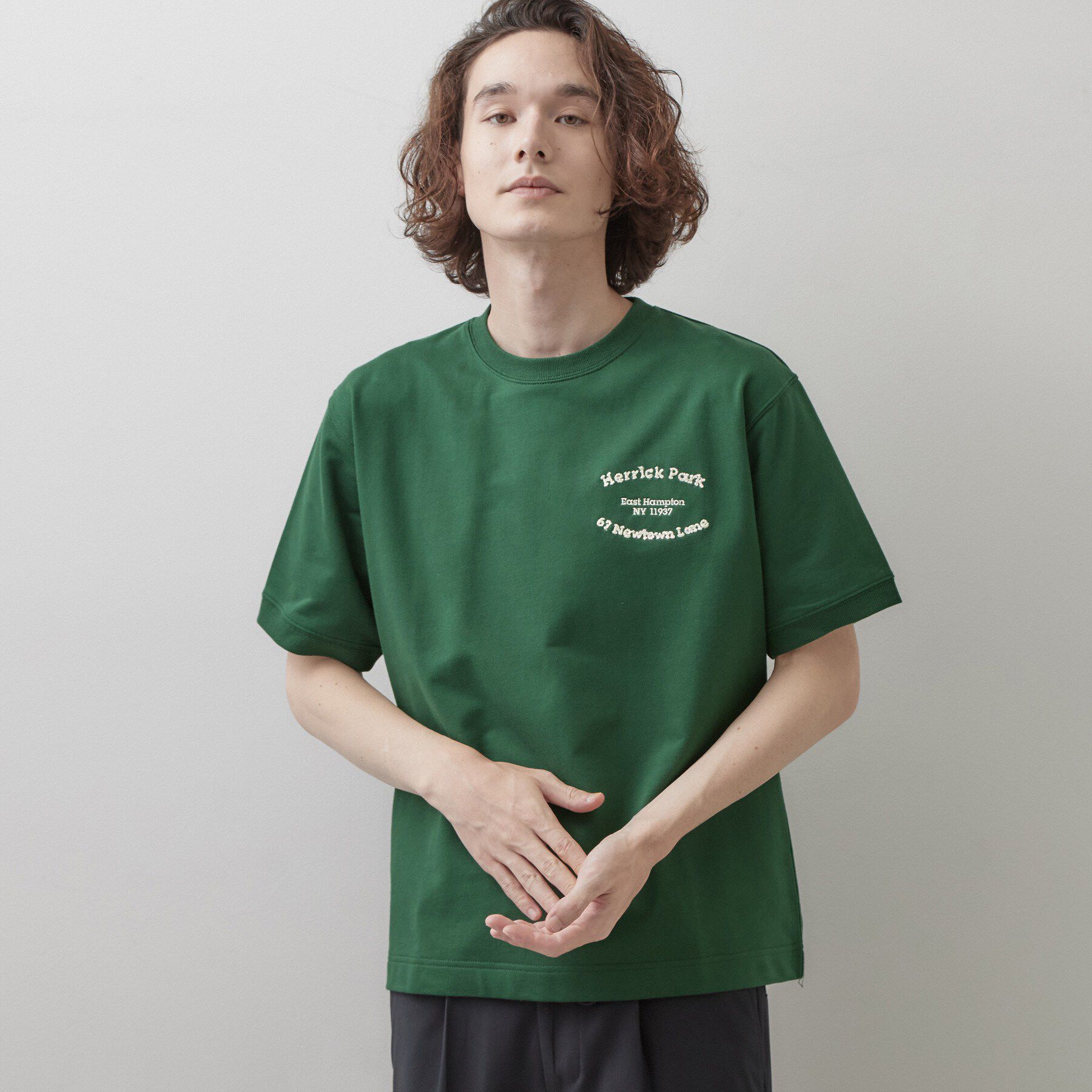 Dessin「ロゴ刺繍ミニ裏毛Tシャツ」|Tシャツ・カットソー|グリーン(024)