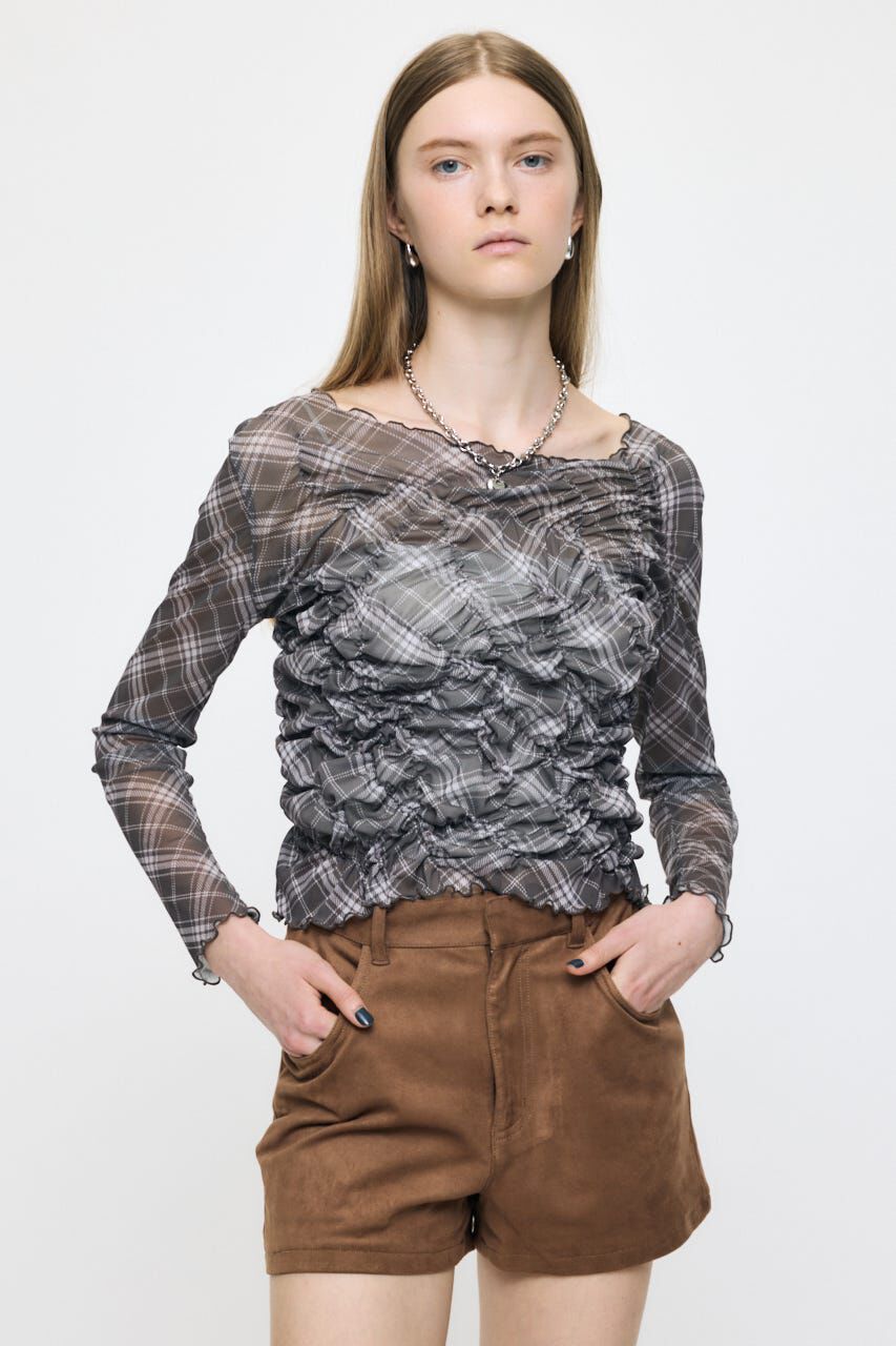 MOUSSY「SHIRRING SHEER L/S Tシャツ」|Tシャツ・カットソー|