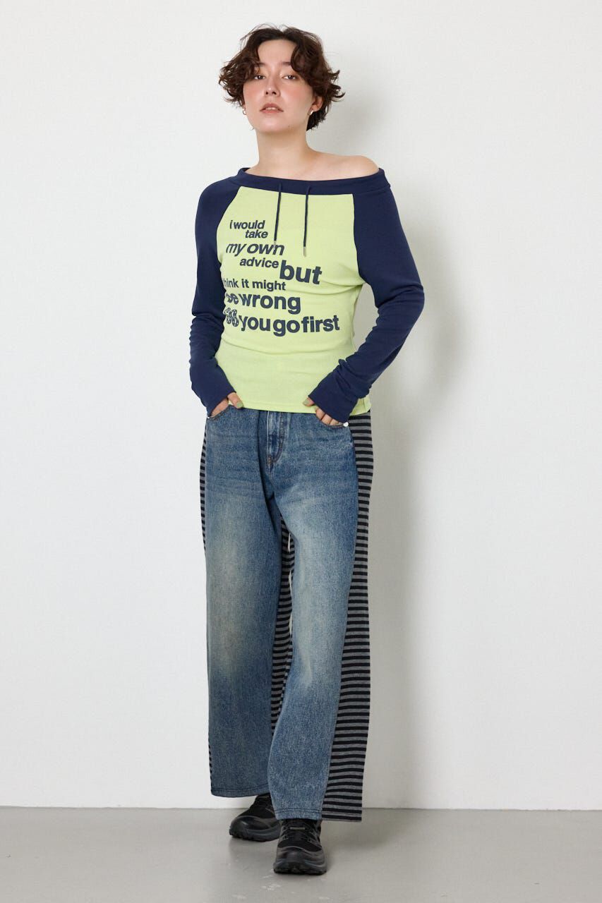 RODEO CROWNS「ワンショルラグランメッセージロングTシャツ」|Tシャツ・カットソー|