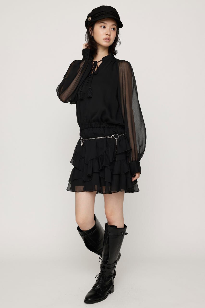 SLY「STAND TASSEL FRILL ショートワンピース」|ワンピース|BLK