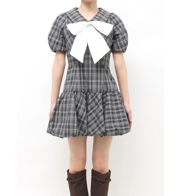 dazzlin「バルーンチェックミニワンピース」|ワンピース|