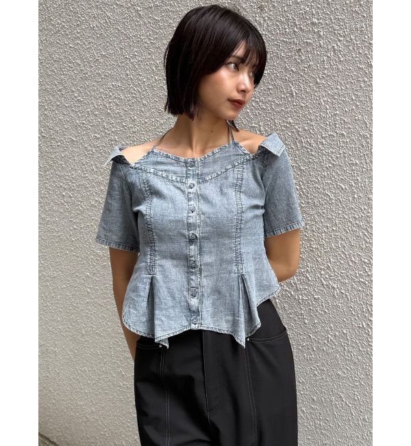 MURUA「シアーデニムライクハーフスリーブシャツ」|シャツ・ブラウス|