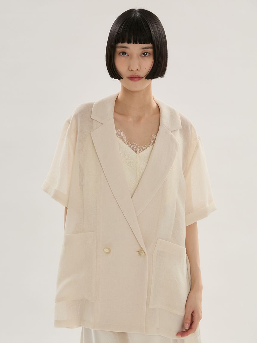 emmi atelier「カラミシアーハーフスリーブジャケット」|テーラードジャケット|IVR