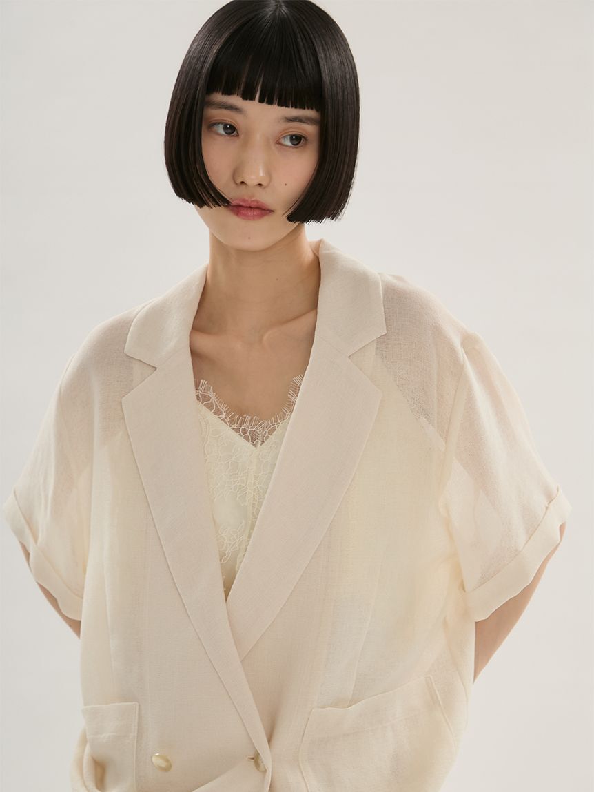 emmi atelier「カラミシアーハーフスリーブジャケット」|テーラードジャケット|