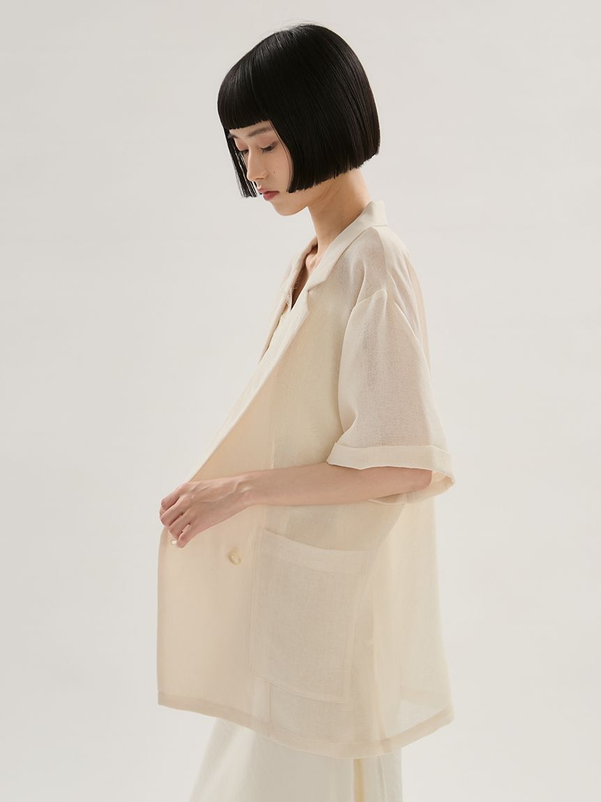 emmi atelier「カラミシアーハーフスリーブジャケット」|テーラードジャケット|